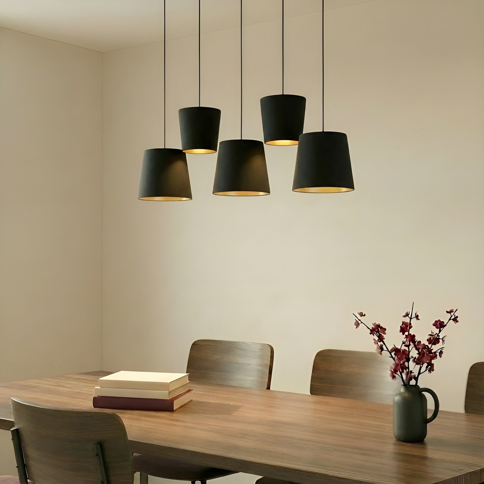 Lucande Thamila suspension, noire, dorée, fer