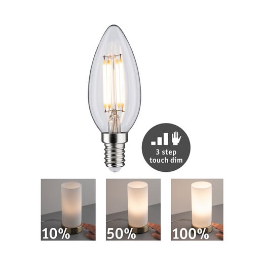 Paulmann LED candle E14 5W filament 3-step dimmable