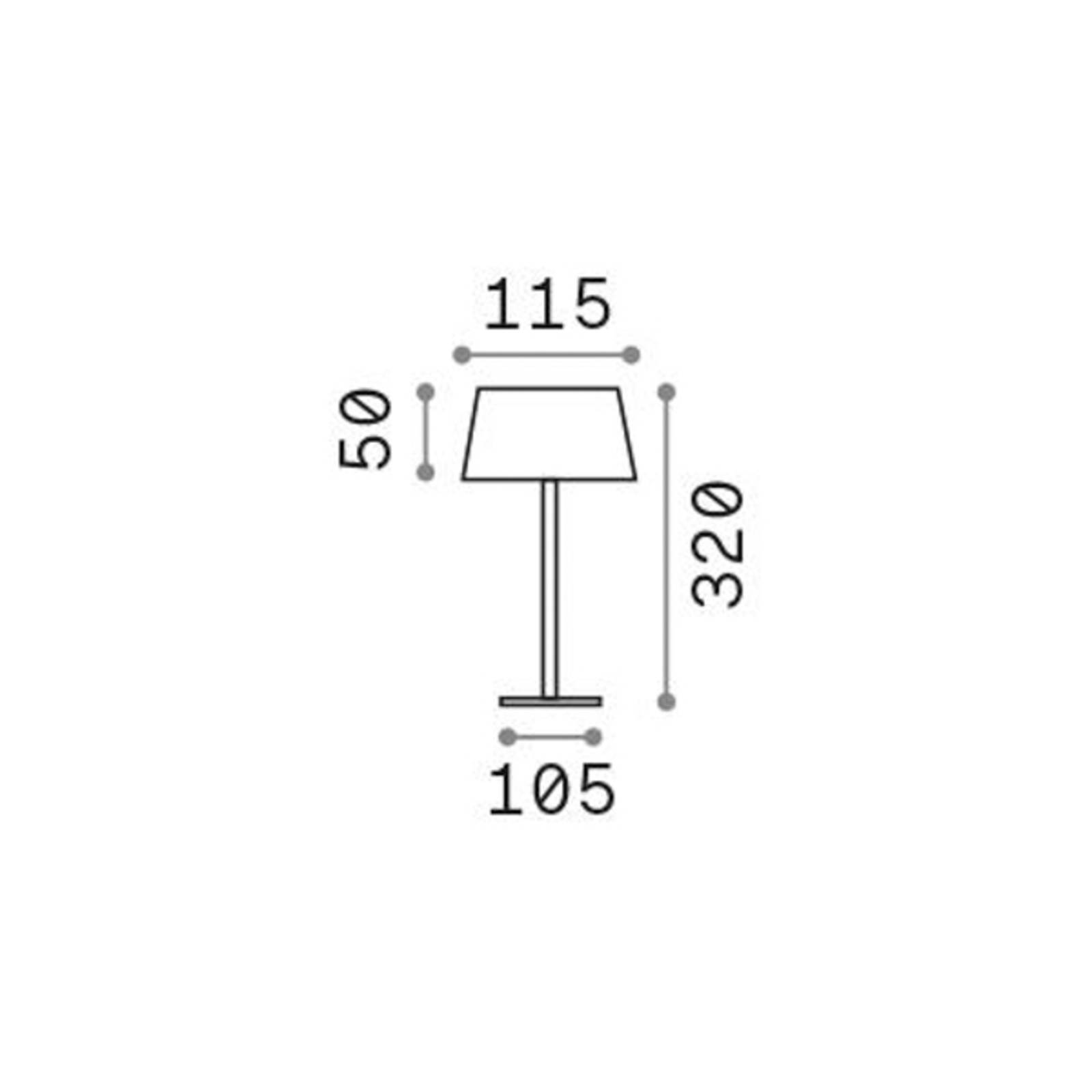 Ideal Lux LED dobíjacia vonkajšia stolová lampa Pure, biely kov 32 cm