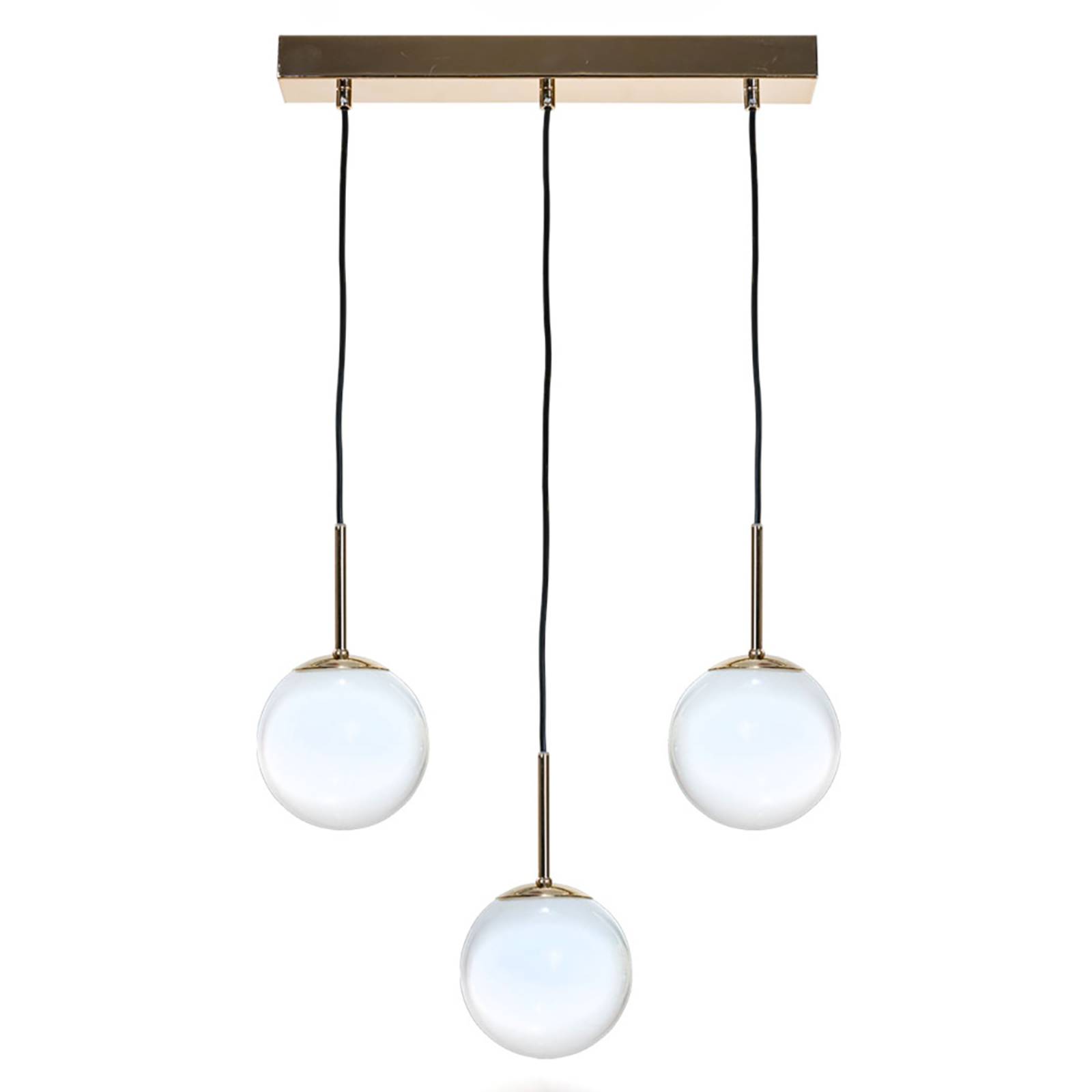 Hänglampa Aurora, 3 lampor, linjär, guld