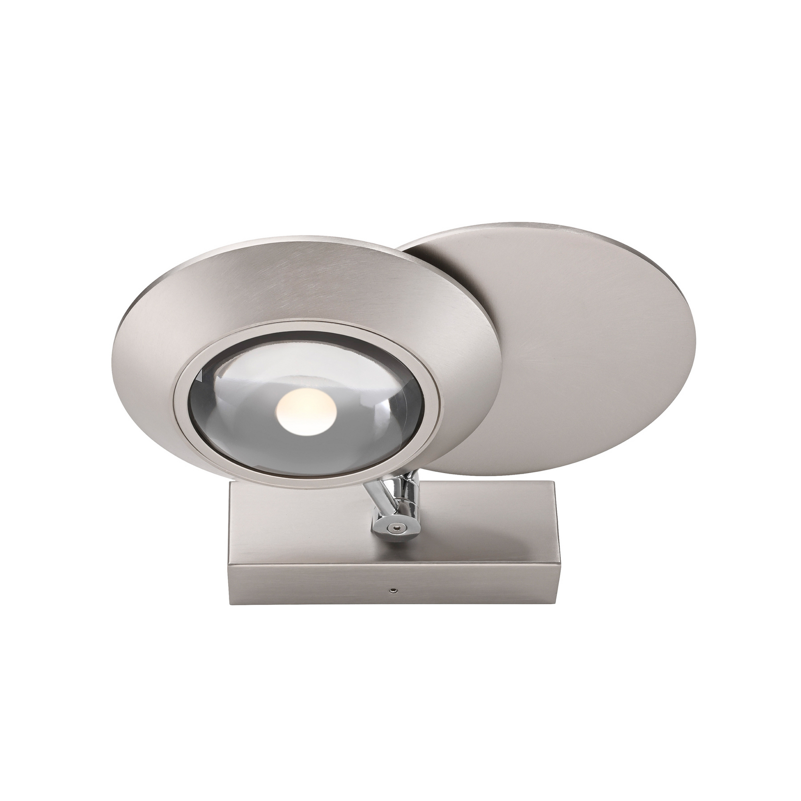 PURE LED stenska svetilka Oculis, srebrna barva 30 cm, železo, 2-slojna.