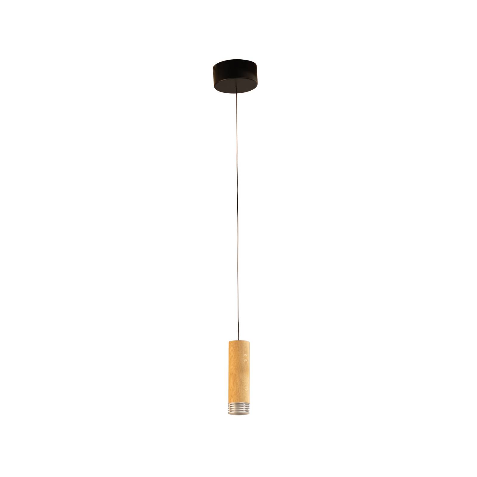 LED-Pendellampe Shine-Wood, Ø 13 cm Eiche/schwarz Holz/Acryl günstig online kaufen