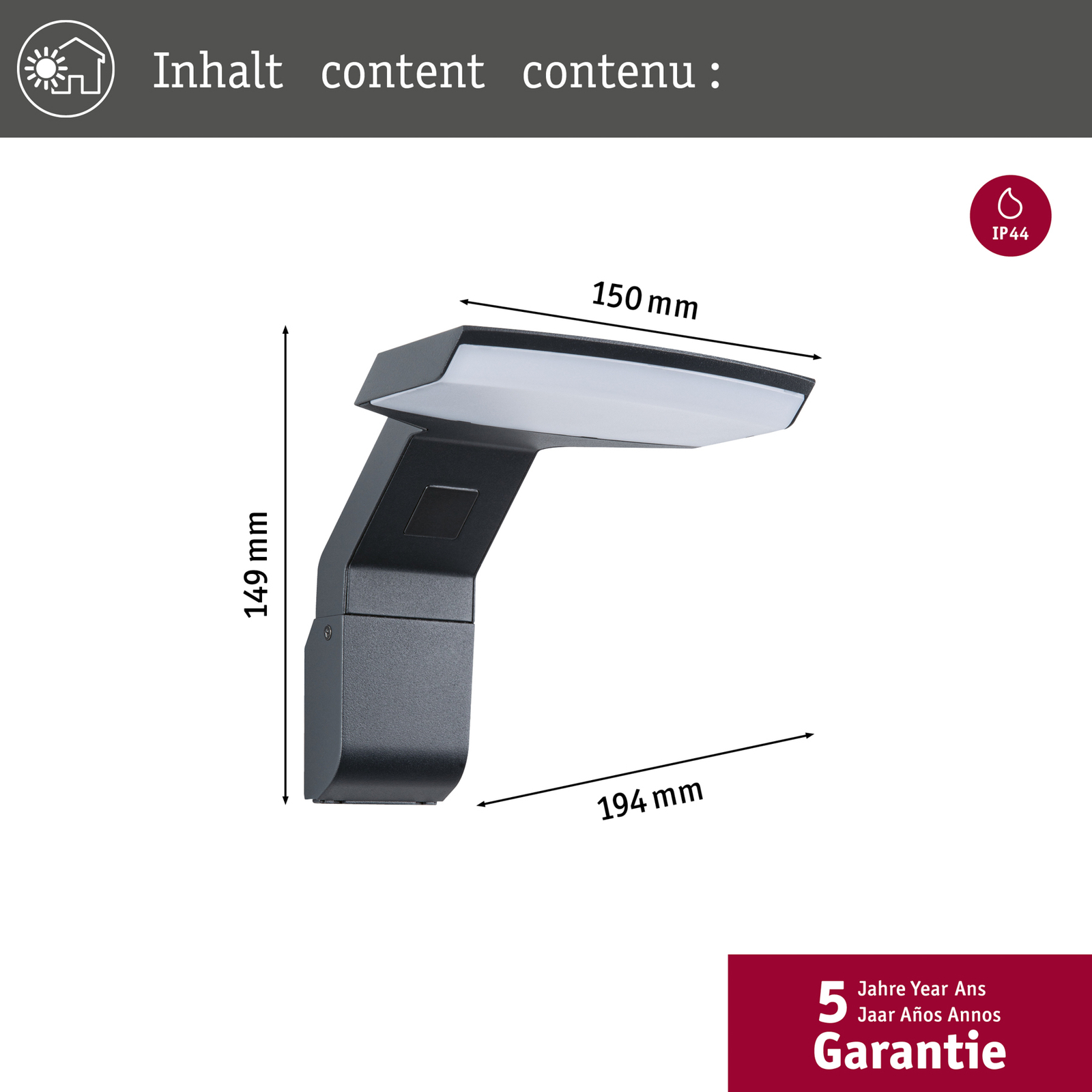 Zenera Outdoor Wall Lamp Insect Friendly SWR Anthracite - Paulmann