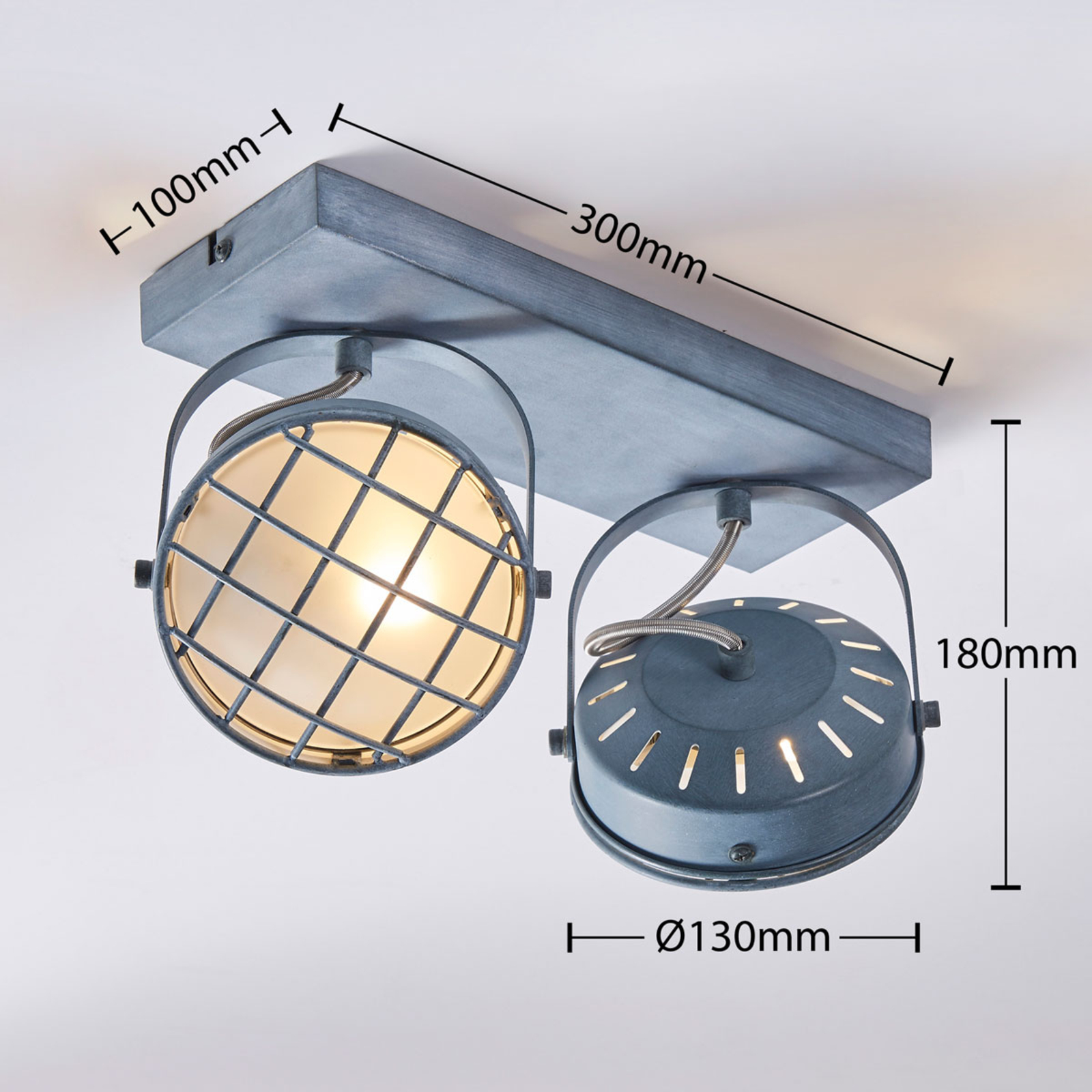 LED-taklampe Tamin med to lys, røykgrå