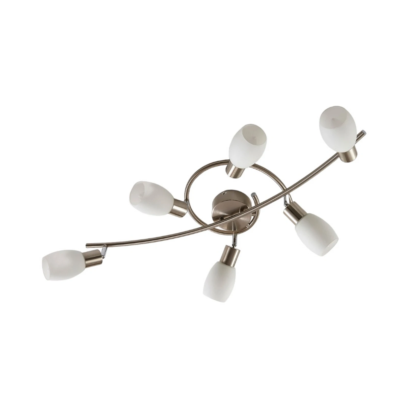 Lindby spotlámpa Arda, 75 cm, 6 lámpás, nikkel, üveg, E14