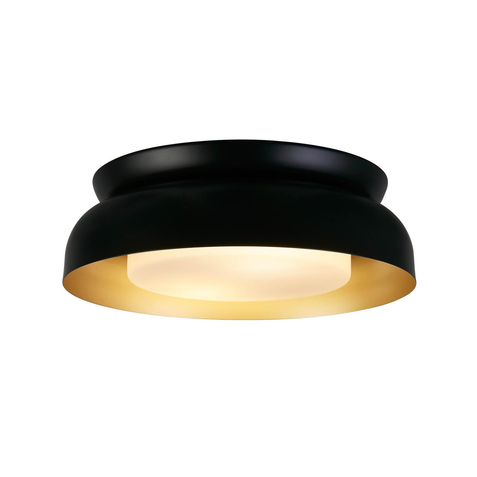 Kendal plafondlamp, zwart/goud, staal, glas