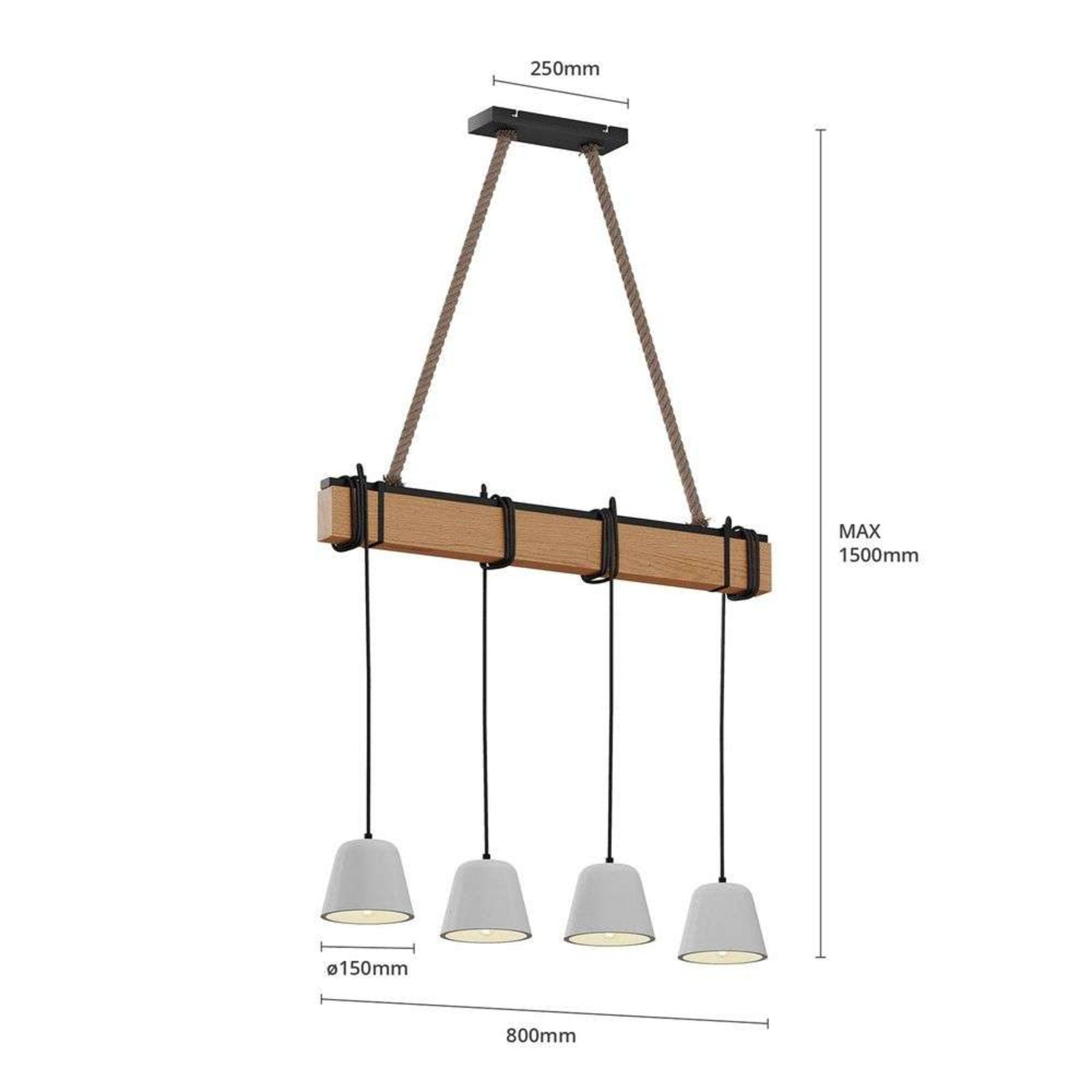 Hakona 4 Lámpara Colgante Concrete/Wood - Lucande