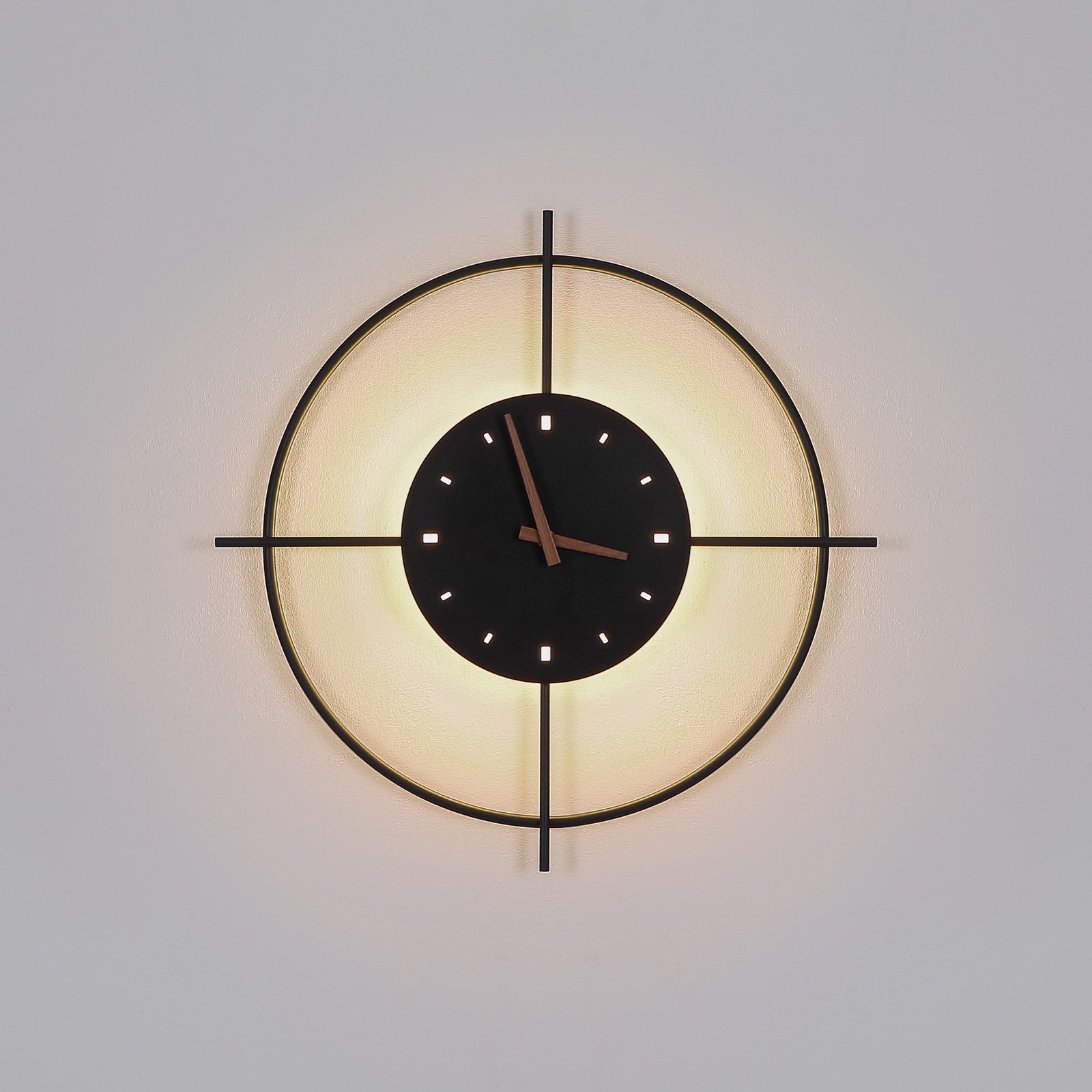 LED fali lámpa Sussy órával, fekete, Ø 50 cm
