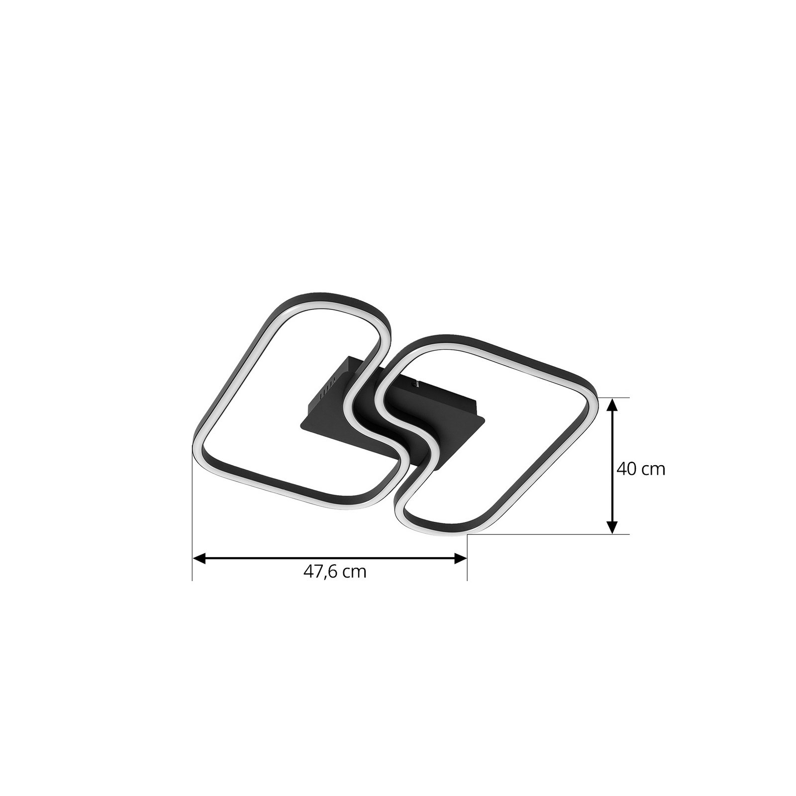 Lucande LED-taklampa Amiya, 47,6 cm, svart, aluminium