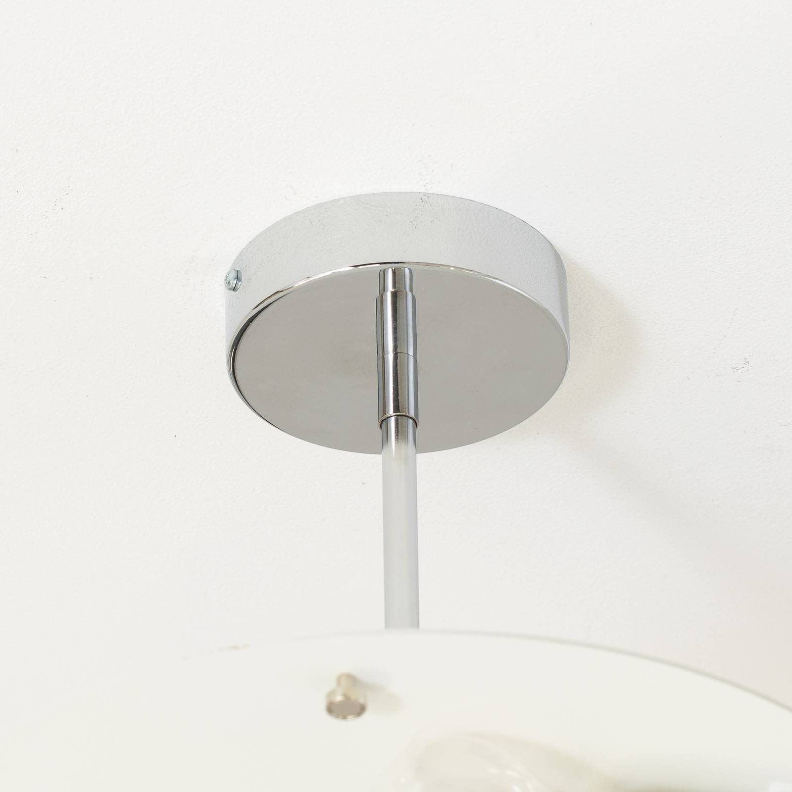 Lampa sufitowa Oja, biała/chrom, tekstylna, Ø 40 cm