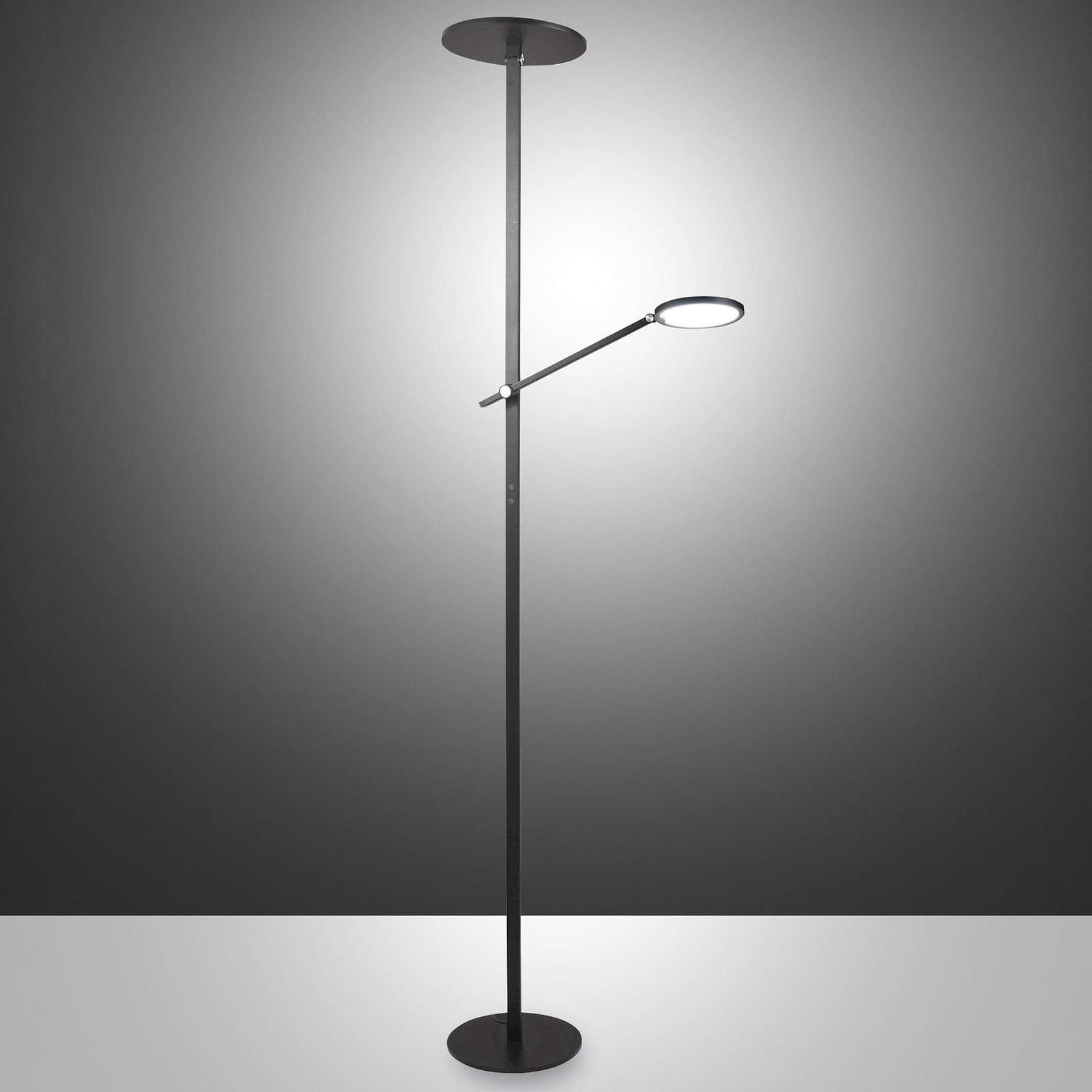 Regina LED floor lamp with reading arm, 2-bulb, dimmable