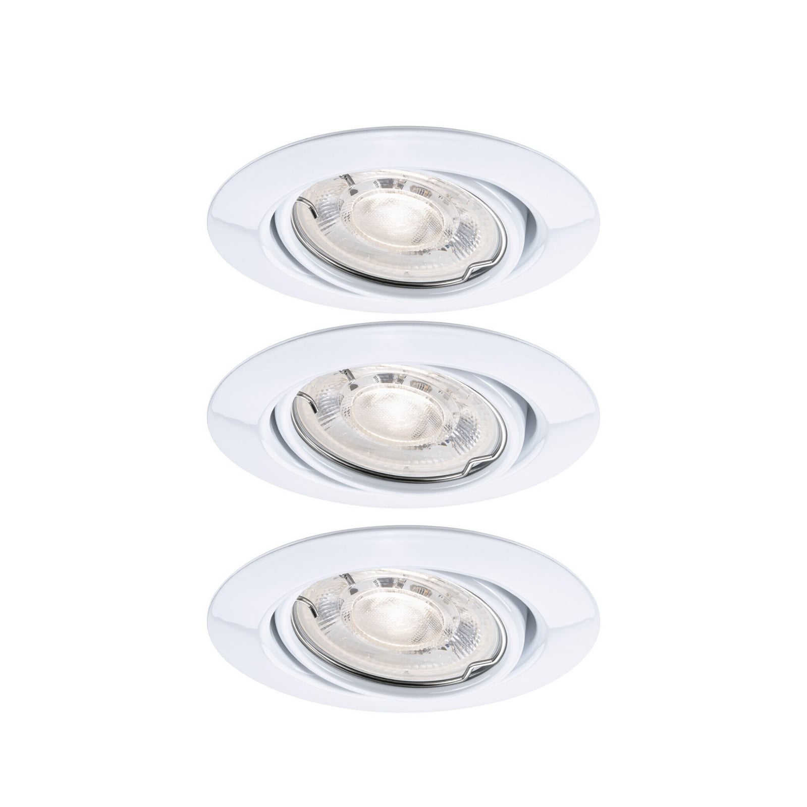 Paulmann indbygningsspot BASE, hvid, 9 cm, 4,9 W, 827, drejelig, 3-trins