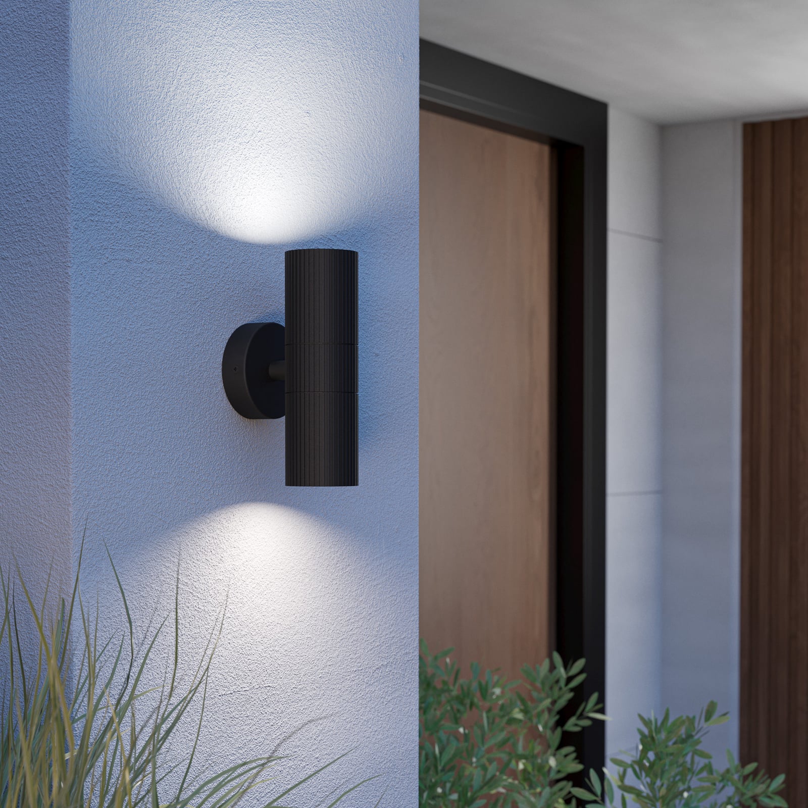 Außenwandlampe Tomelloso, schwarz Höhe 20 cm, Metall, 2-flg.