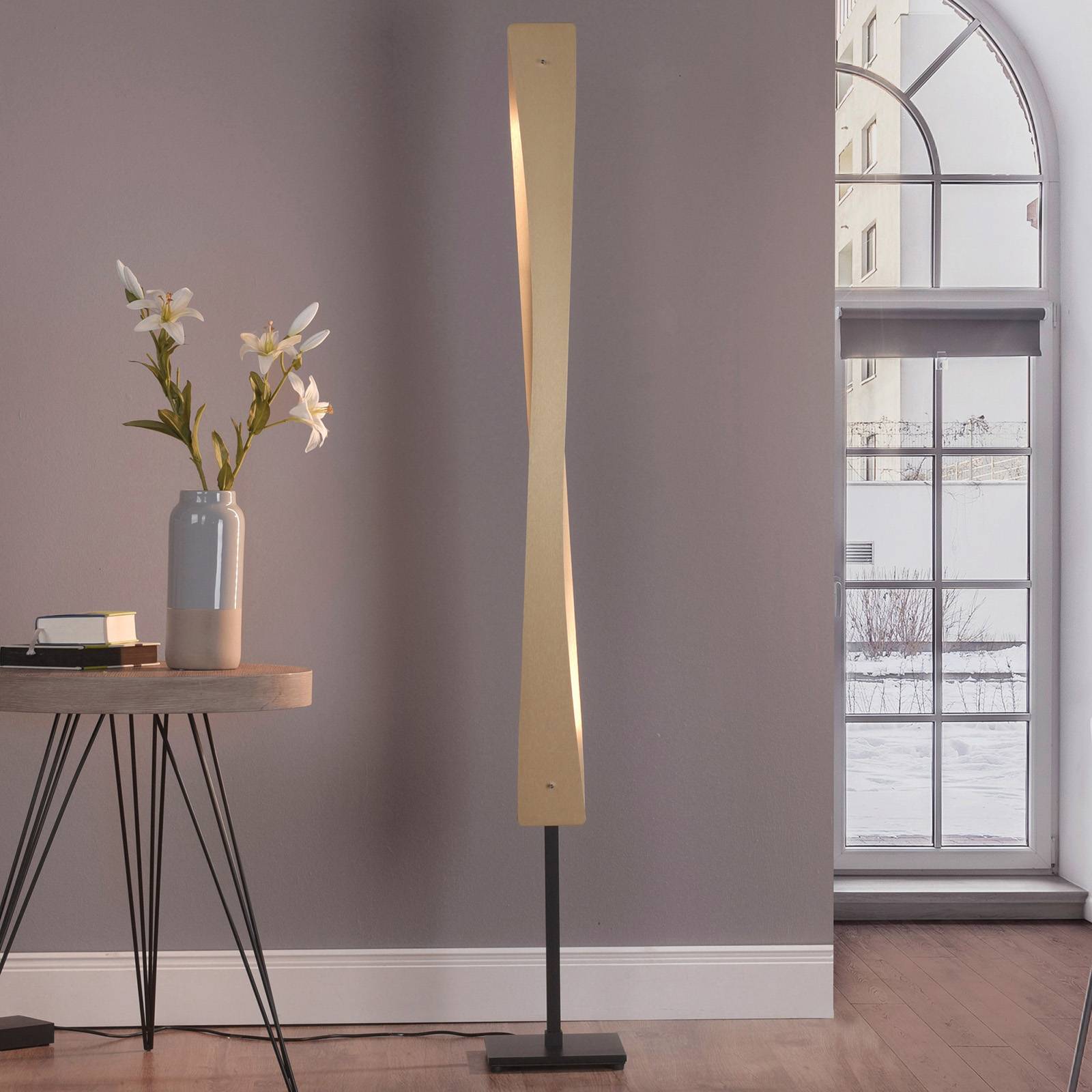 Lucande Lian lampadaire LED, laiton, noir