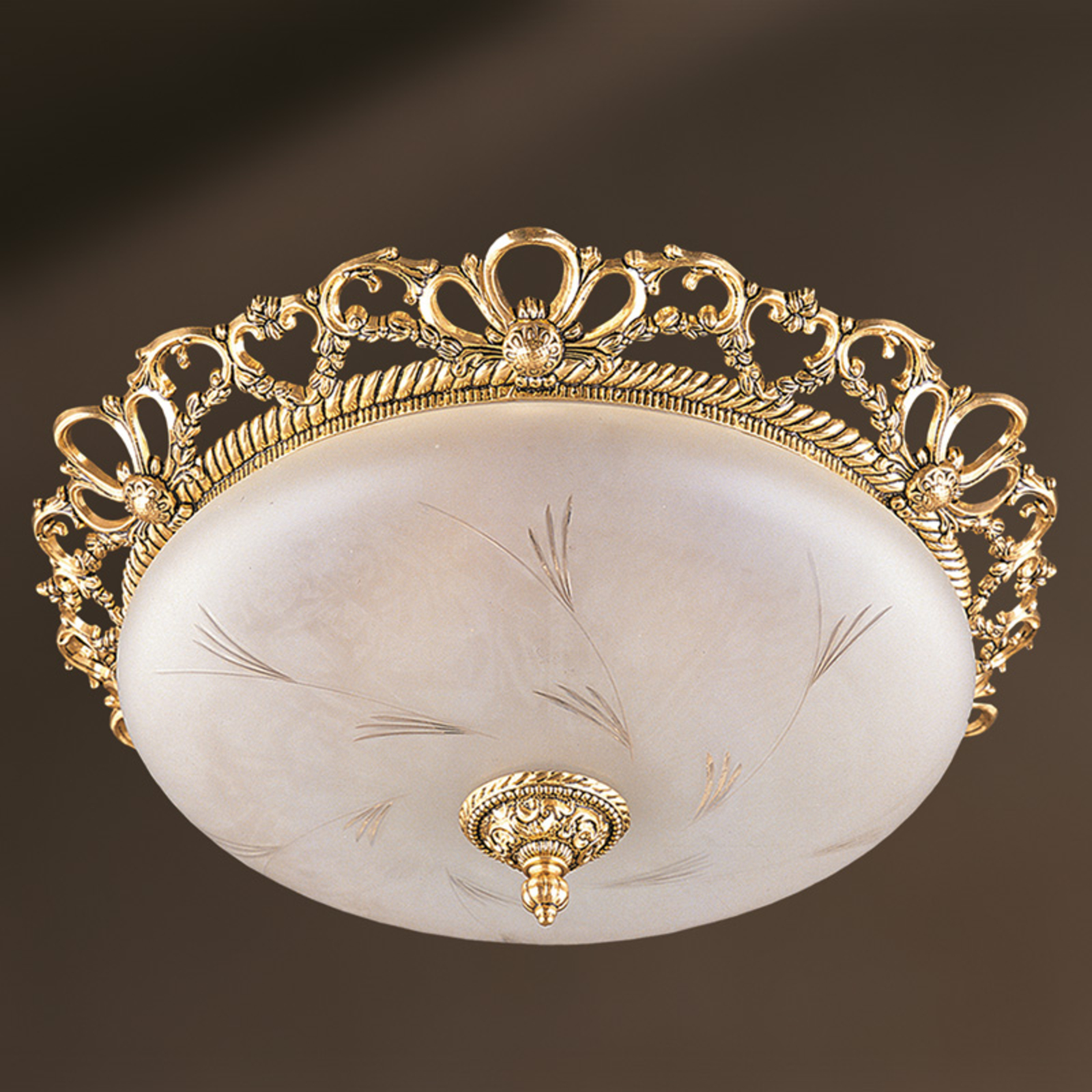 RIPERLamP Beautiful ceiling light Marta, 50 cm, for Living / Dining Room, metal, etched glass, E27, 40 W, energy efficiency: A++, H: 11 cm