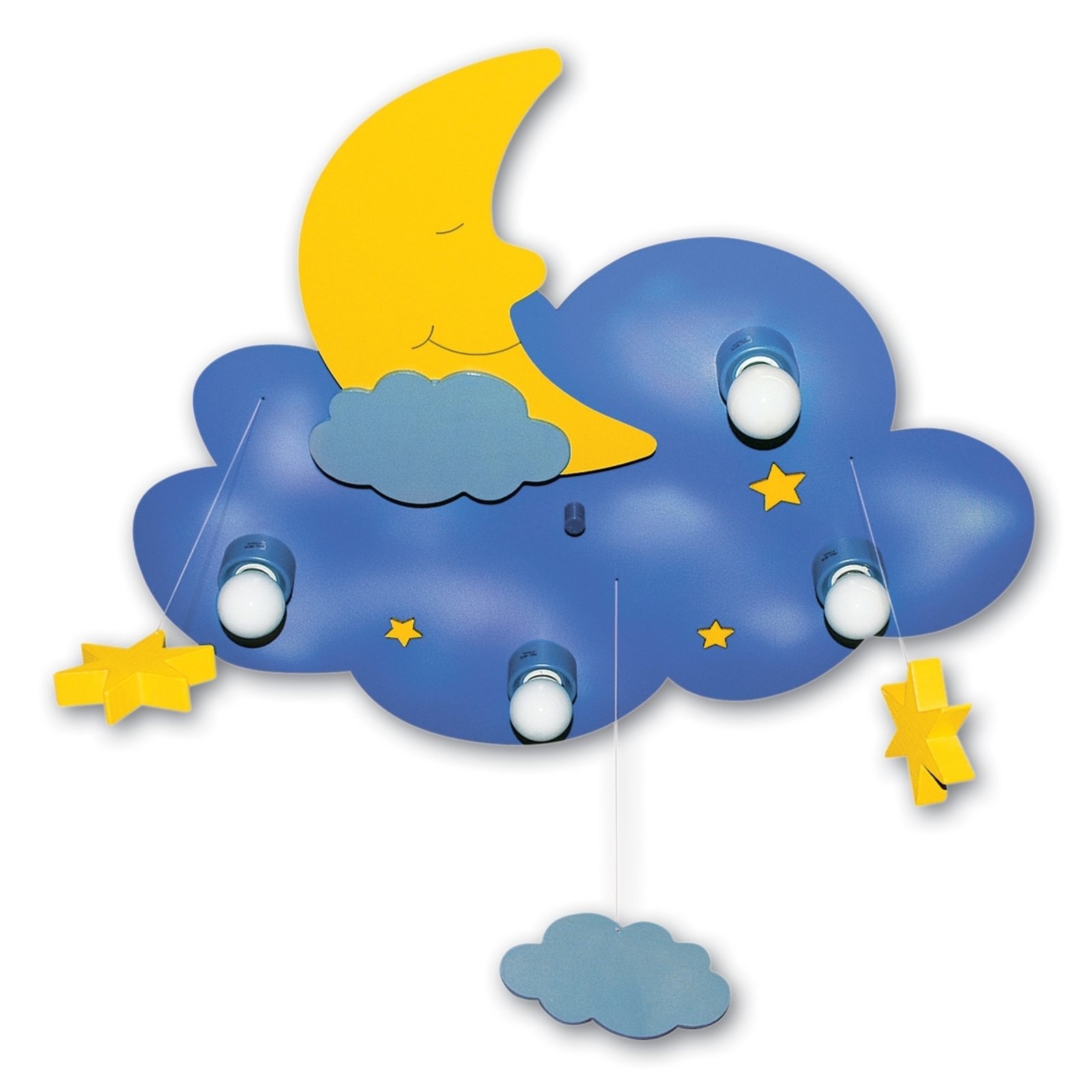 Waldi-Leuchten Enchanting Dream Cloud ceiling light with 4 bulbs, for Children's Room, Wood, painted, E14, 40 W, energy efficiency: A++, L: 62 cm, W: 53 cm, H: 8 cm