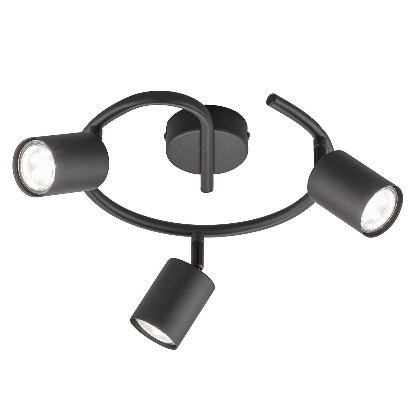 LED-Deckenstrahler Vano schwarz, dreiflammig, rund