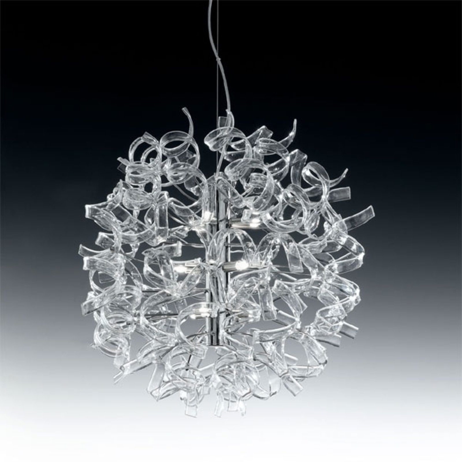 Suspension moderne ASTRO, 9 lampes, transparente