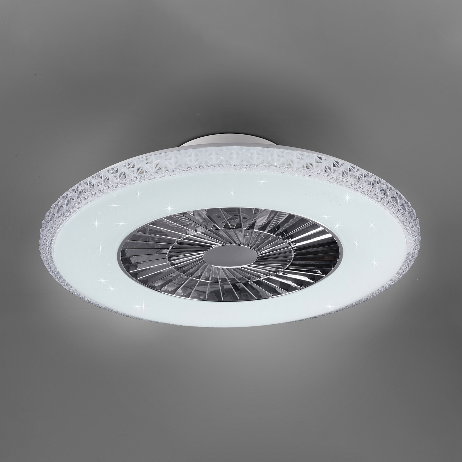 Ventilateur de plafond LED Harstad, cadre cristal