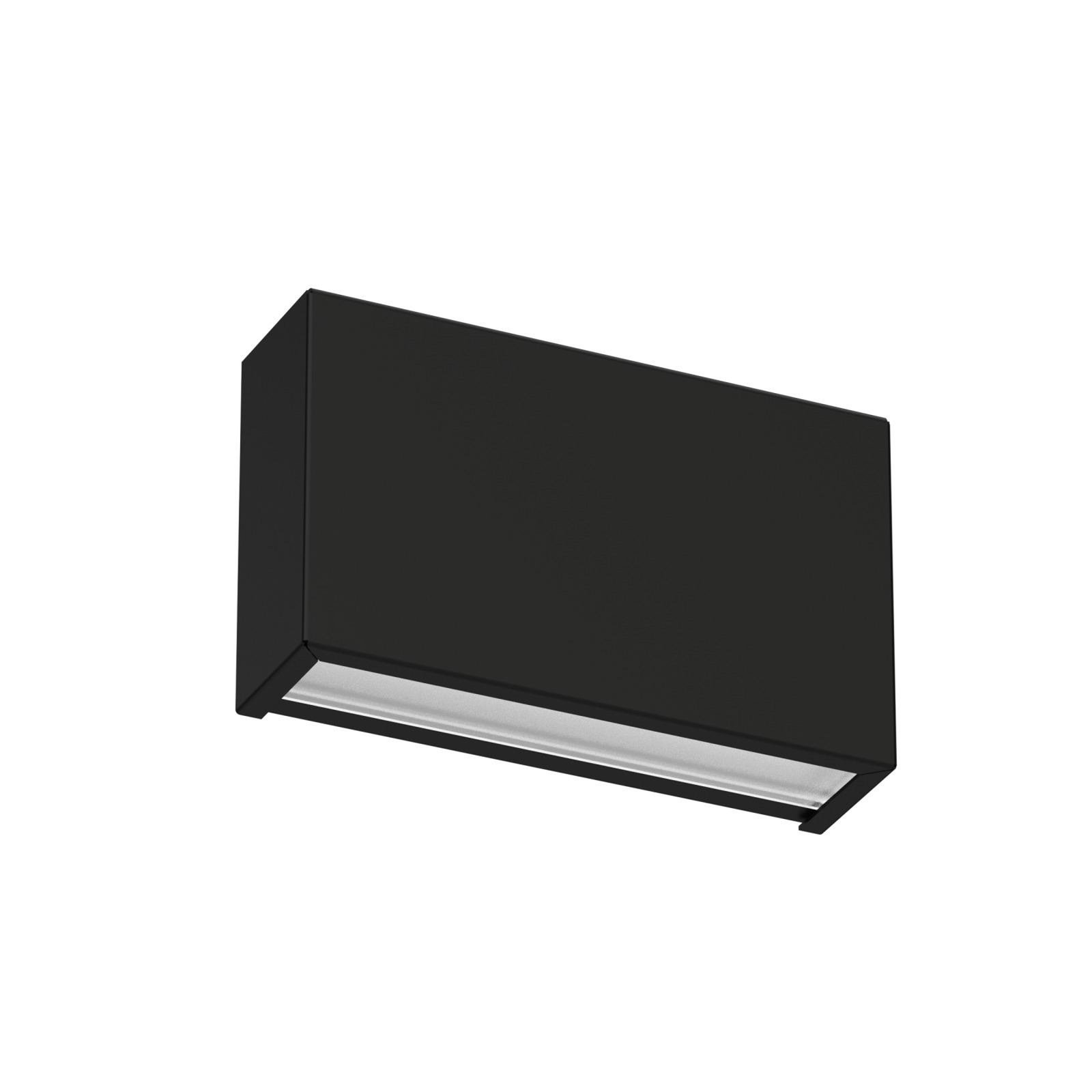 LED-vegglampe Box W2 bi-emission, B 13,9 cm, svart, 2700 K