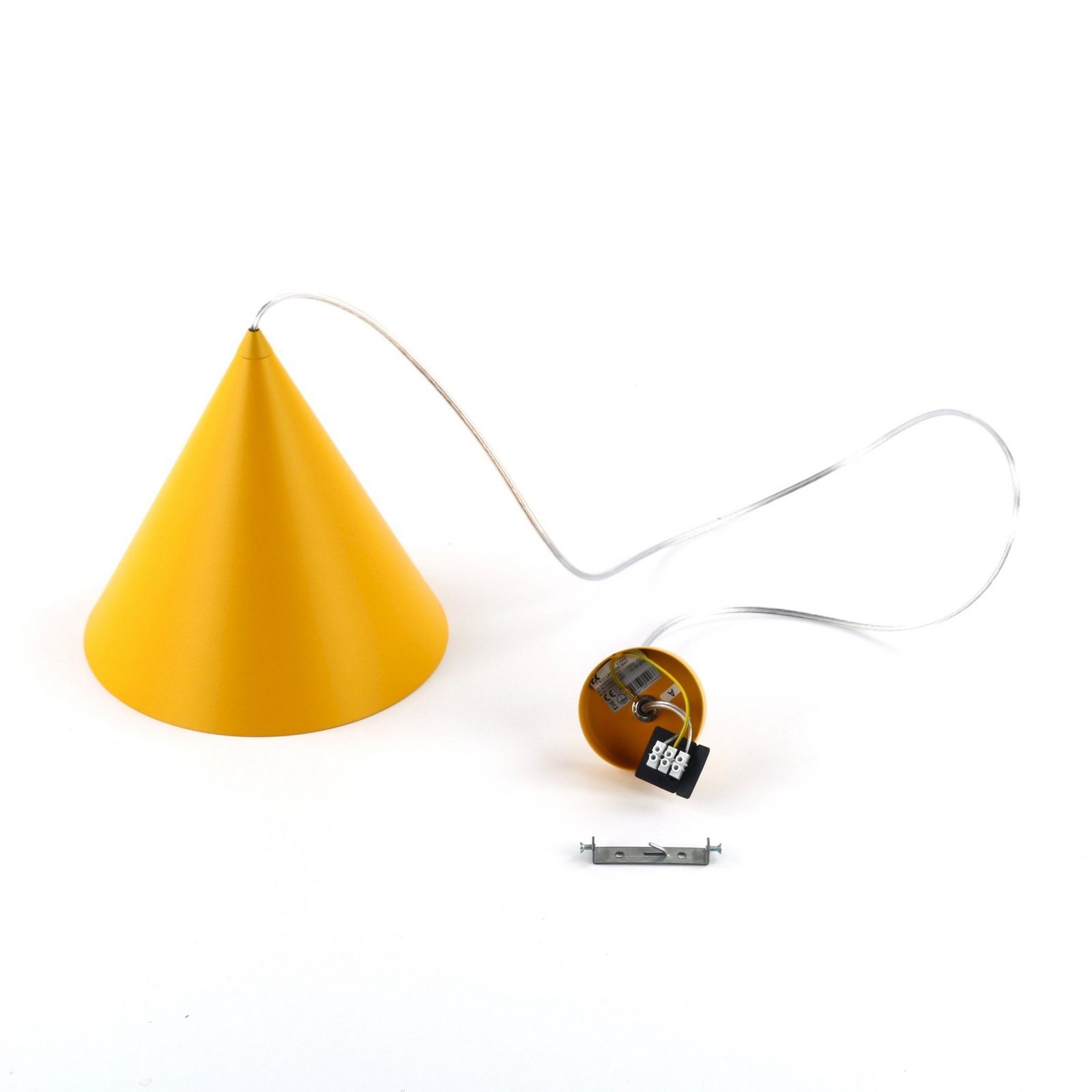Cono pendant light, 1-bulb, Ø 25 cm, yellow, E27