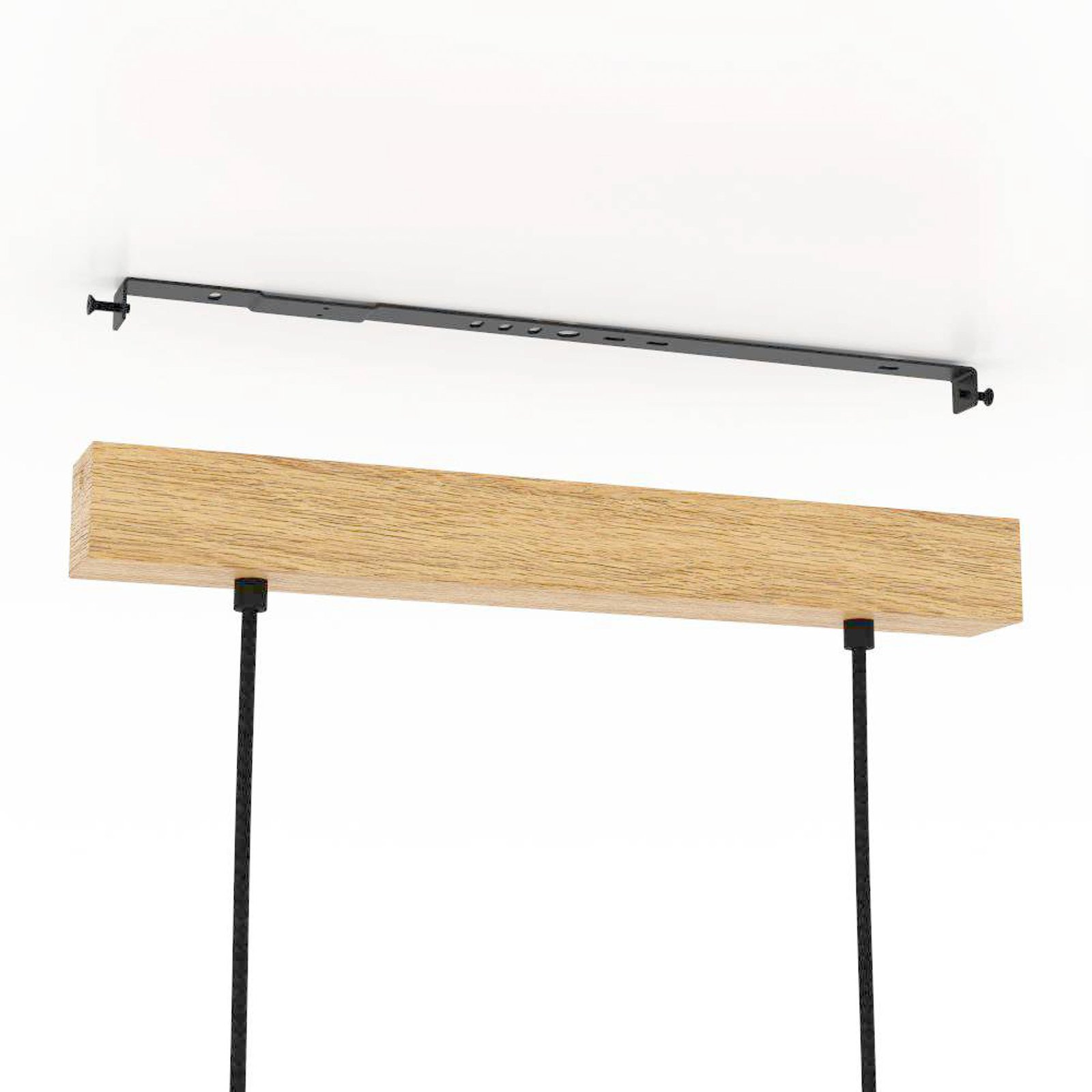 Castralvo hanging light, length 97.5 cm, black, 3-bulb, fabric