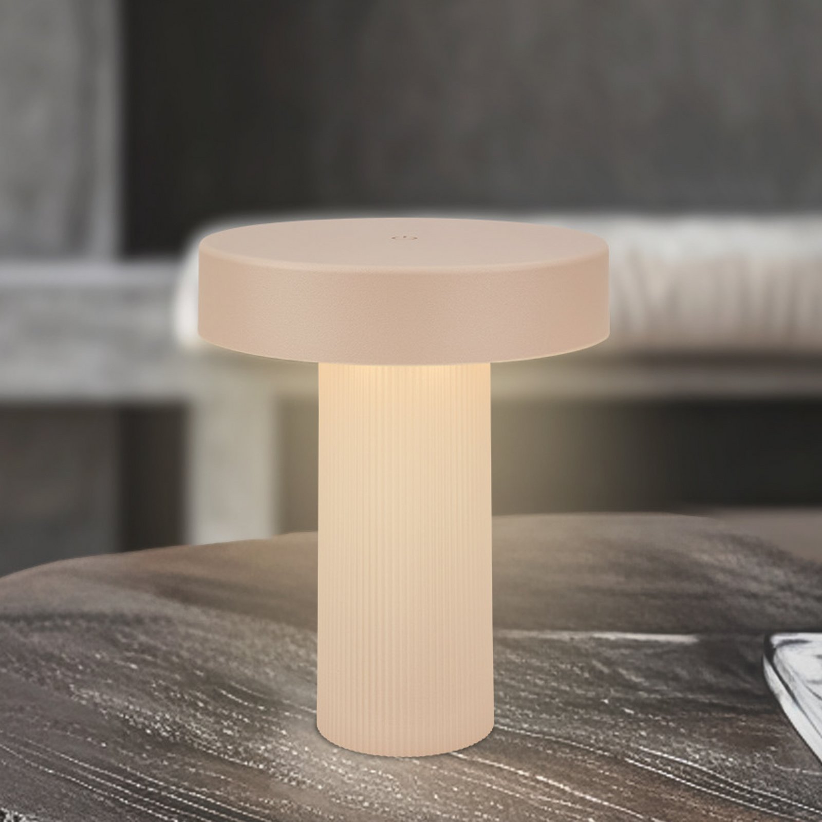 Bito LED rechargeable table lamp, beige/beige, height 20 cm, IP44