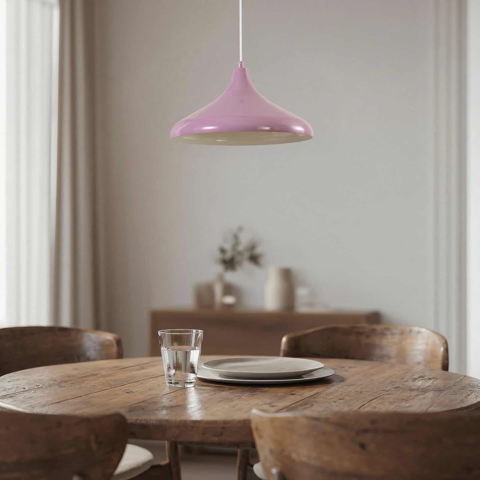 Hängeleuchte Claus, lila/weiß, Ø 35 cm, Metall