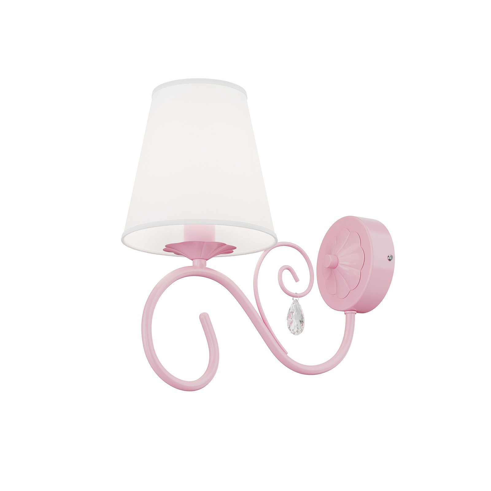 Vegglampe Sara med en tøyskjerm, hvit/rosa