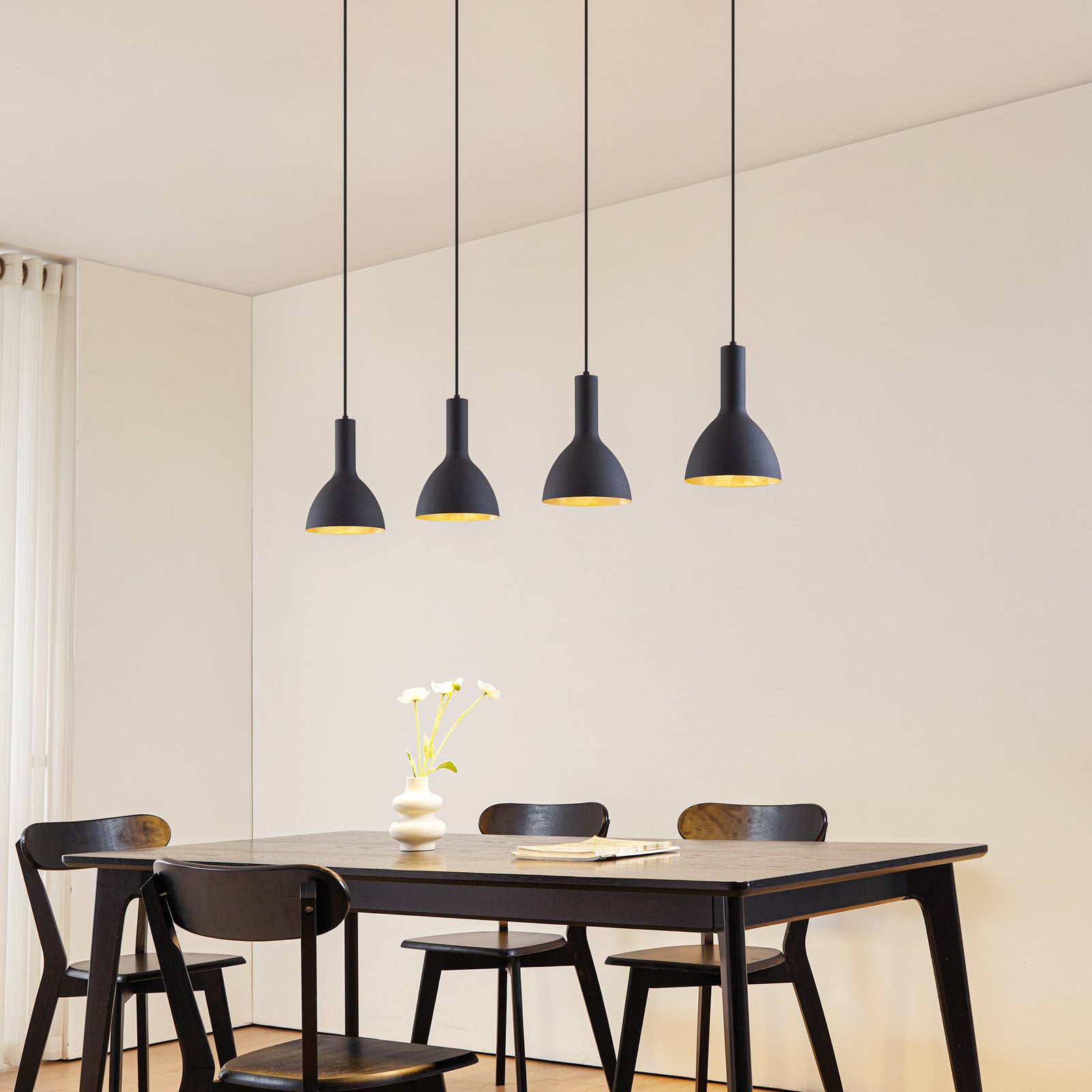 Arcchio lampă suspendată Cosmina 4 becuri lungime 120 cm negru - Bucătărie - Modern - negru auriu - Metal