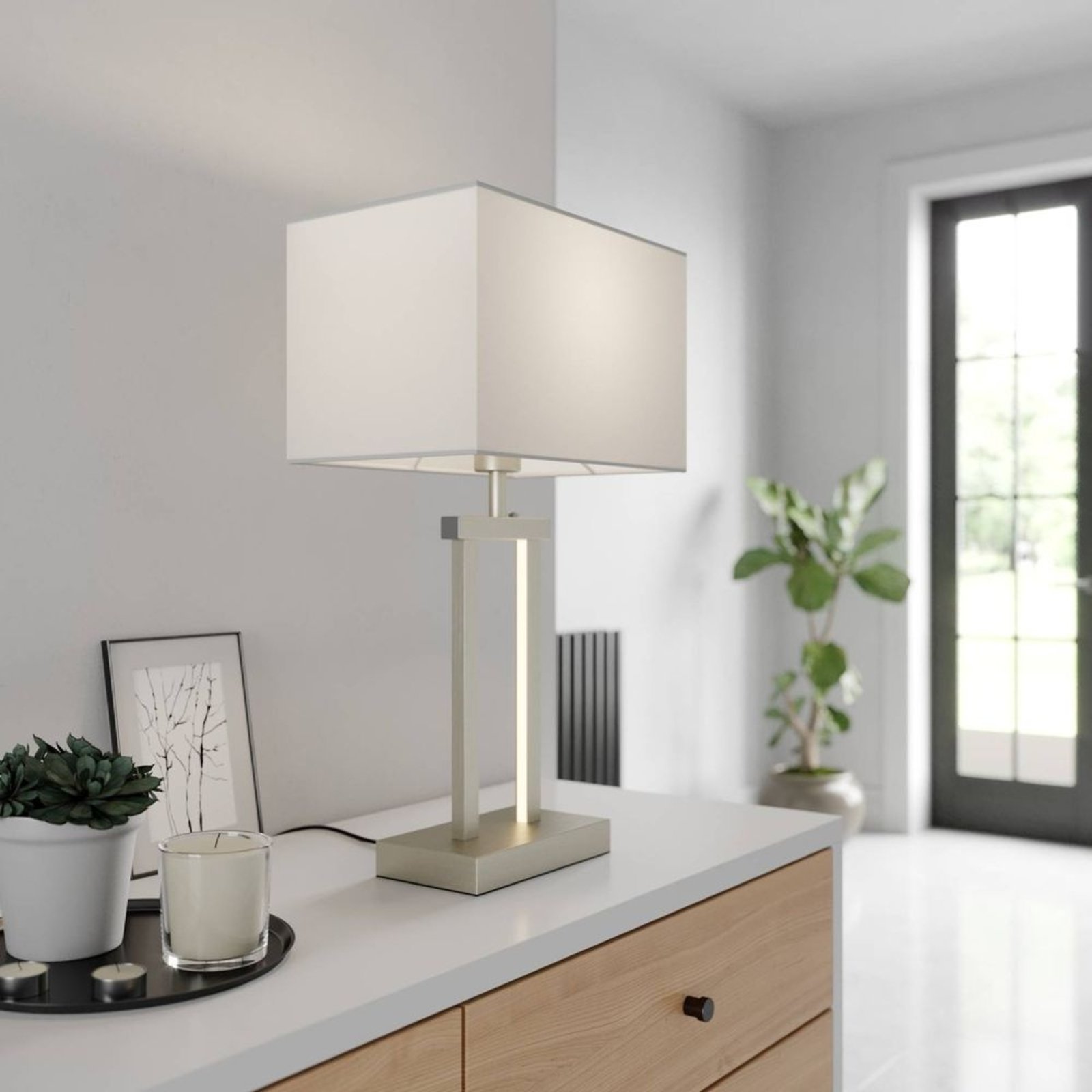 Sigurd Lampă de Masă White/Nickel - Lindby