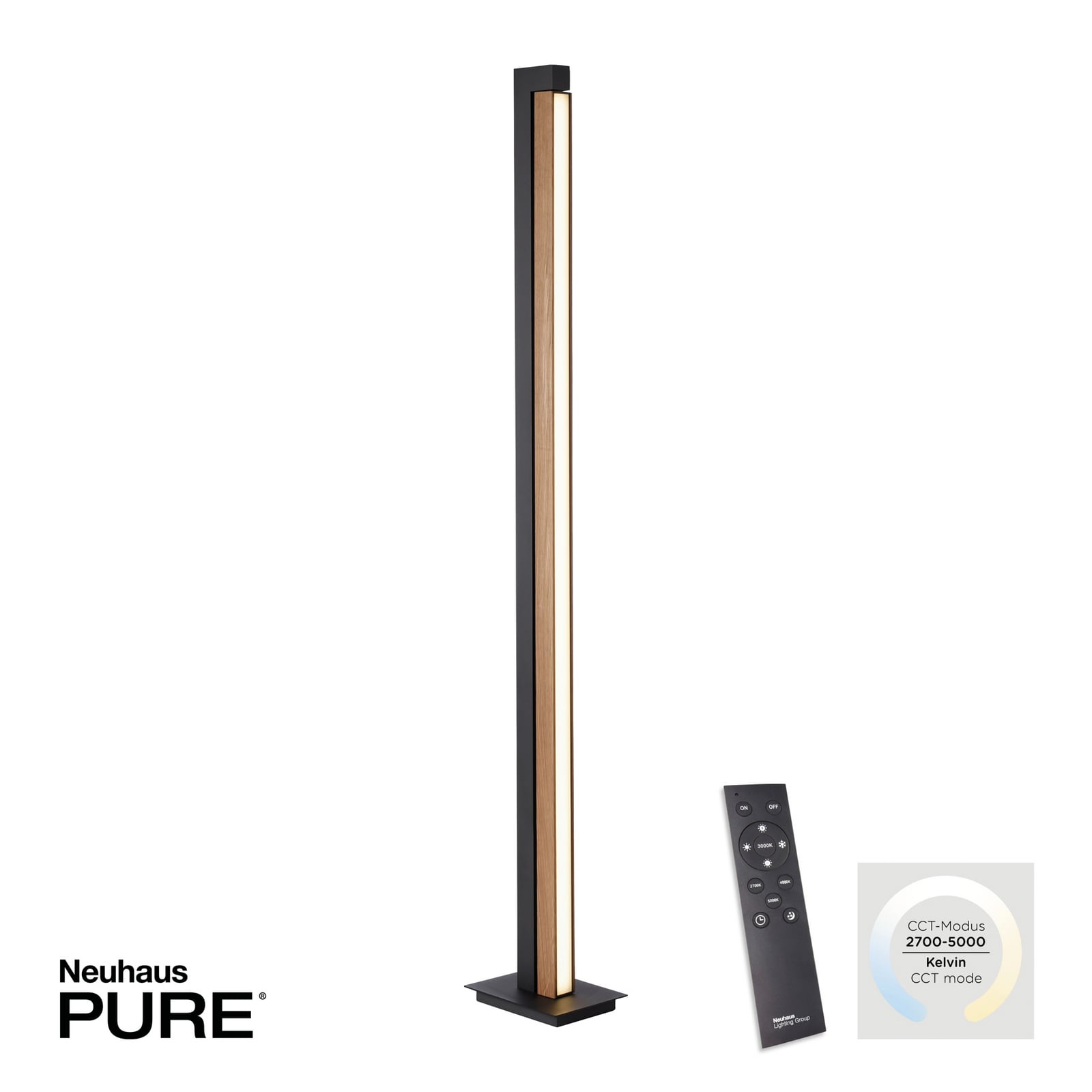 Lampe sur pied LED Lines Floor, chêne/graphite, CCT, 140 cm - PURE Lampe sur pied LED Lines Floor, chêne/graphite, CCT, 140 cm - PURE