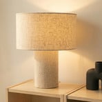 Lindby Tischleuchte Elfie, Ø 35 cm, beige, Leinen, E27