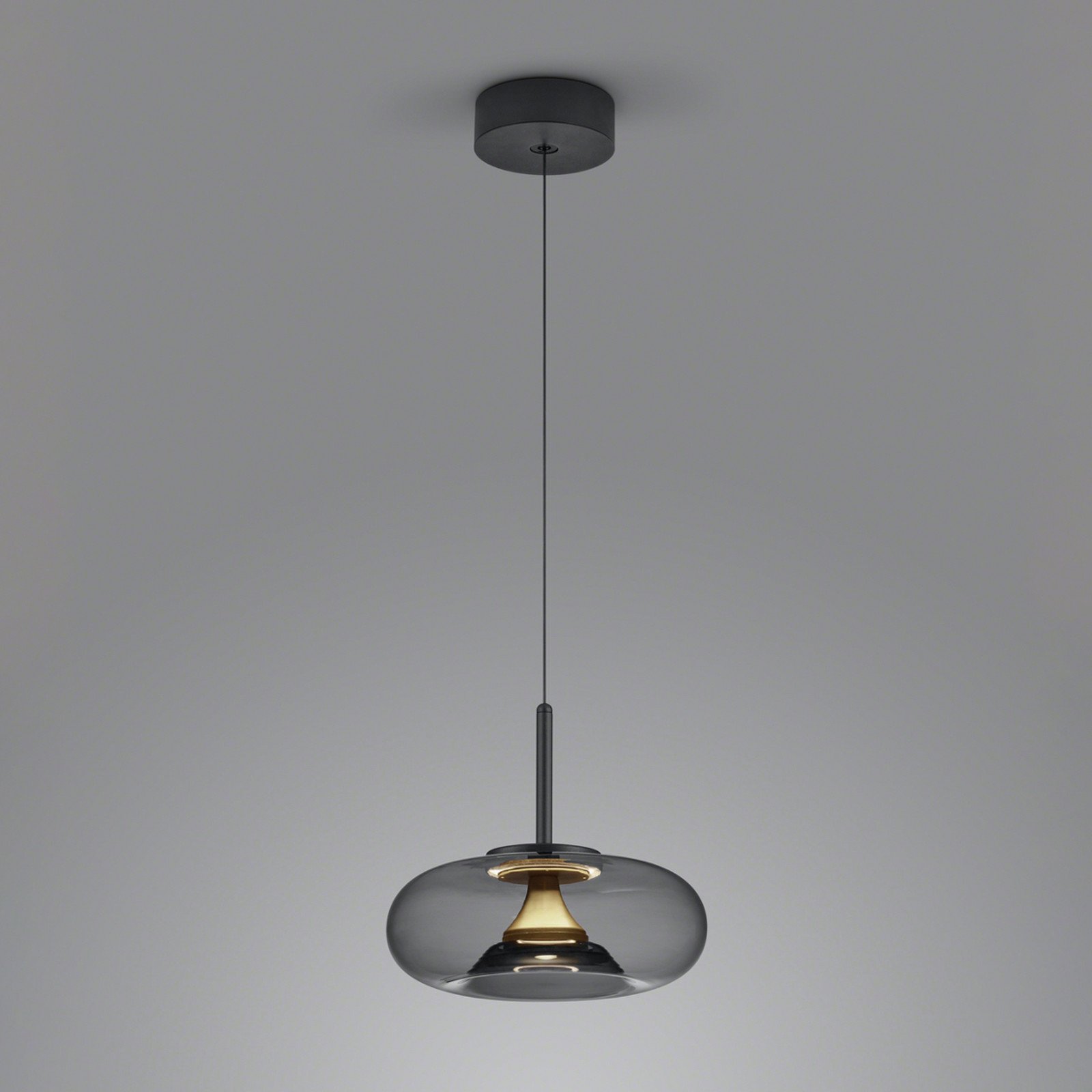 Helestra Sica lampă suspendată negru/auriu/gri fum - Camera de zi / sufragerie - modern - negru auriu gri fumuriu transparent - Aluminiu