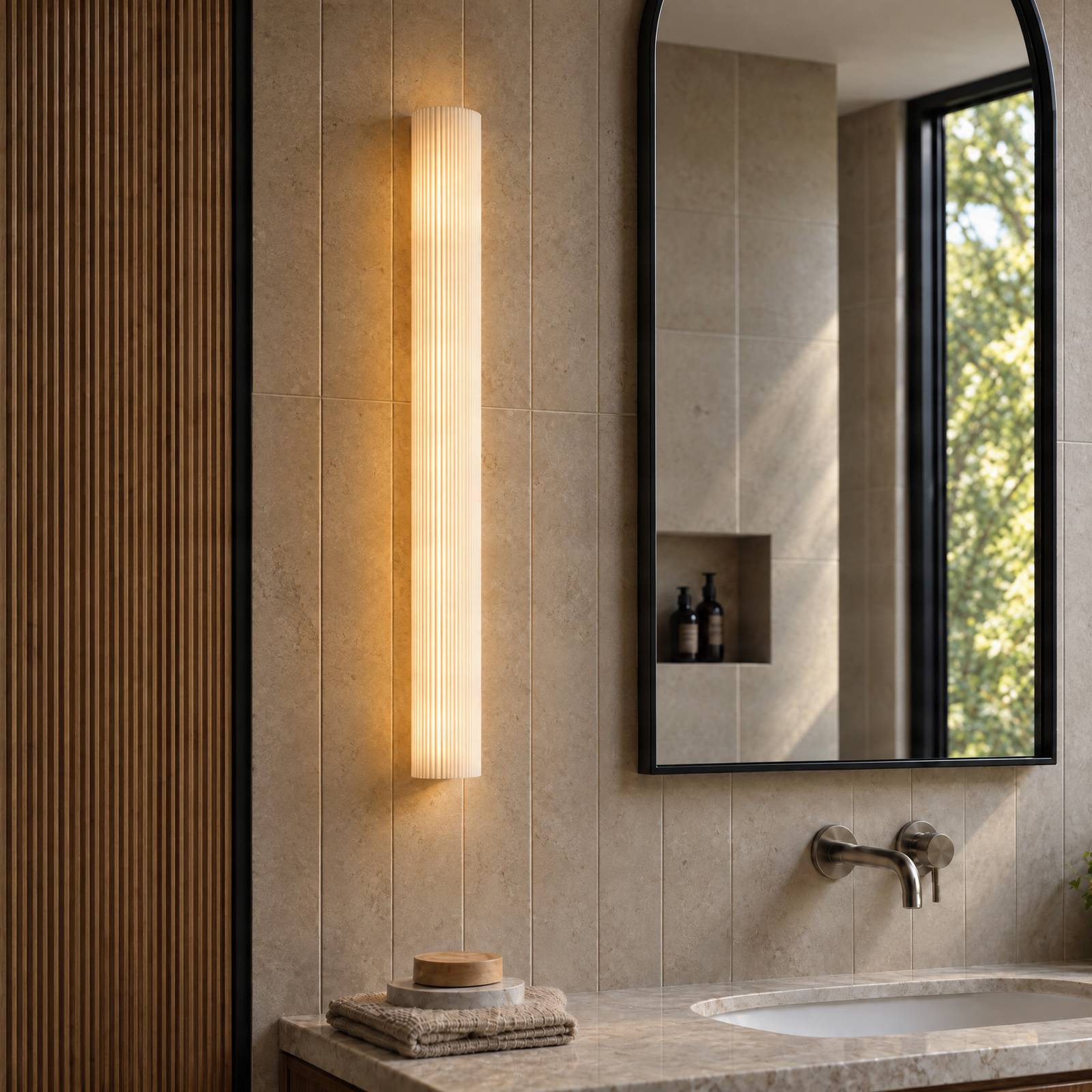 Kinkiet LED do łazienki Lucande Victoire, 70 cm, biała/chromowana, CCT