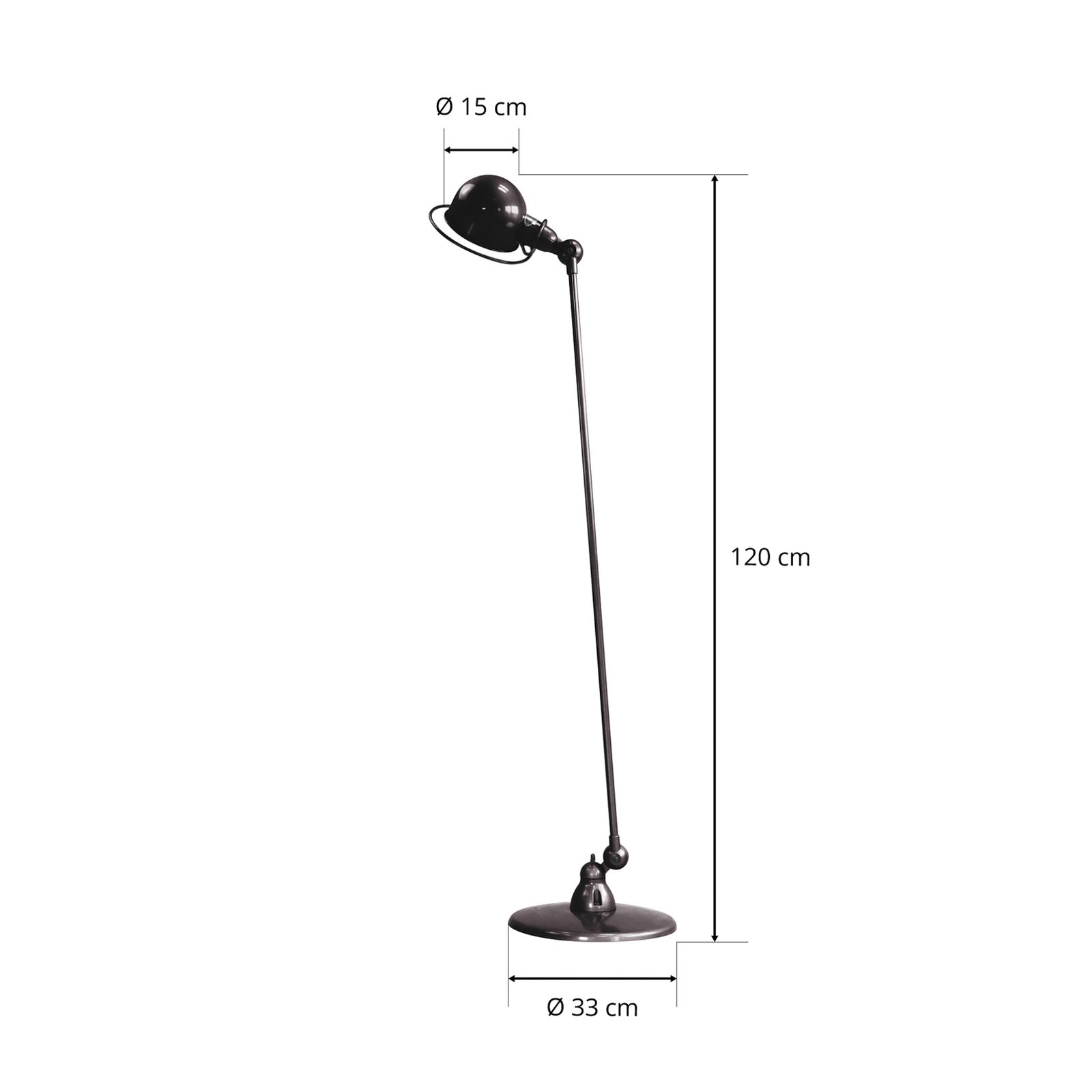 Jieldé Loft D1200 vloerlamp, instelbaar, zwart