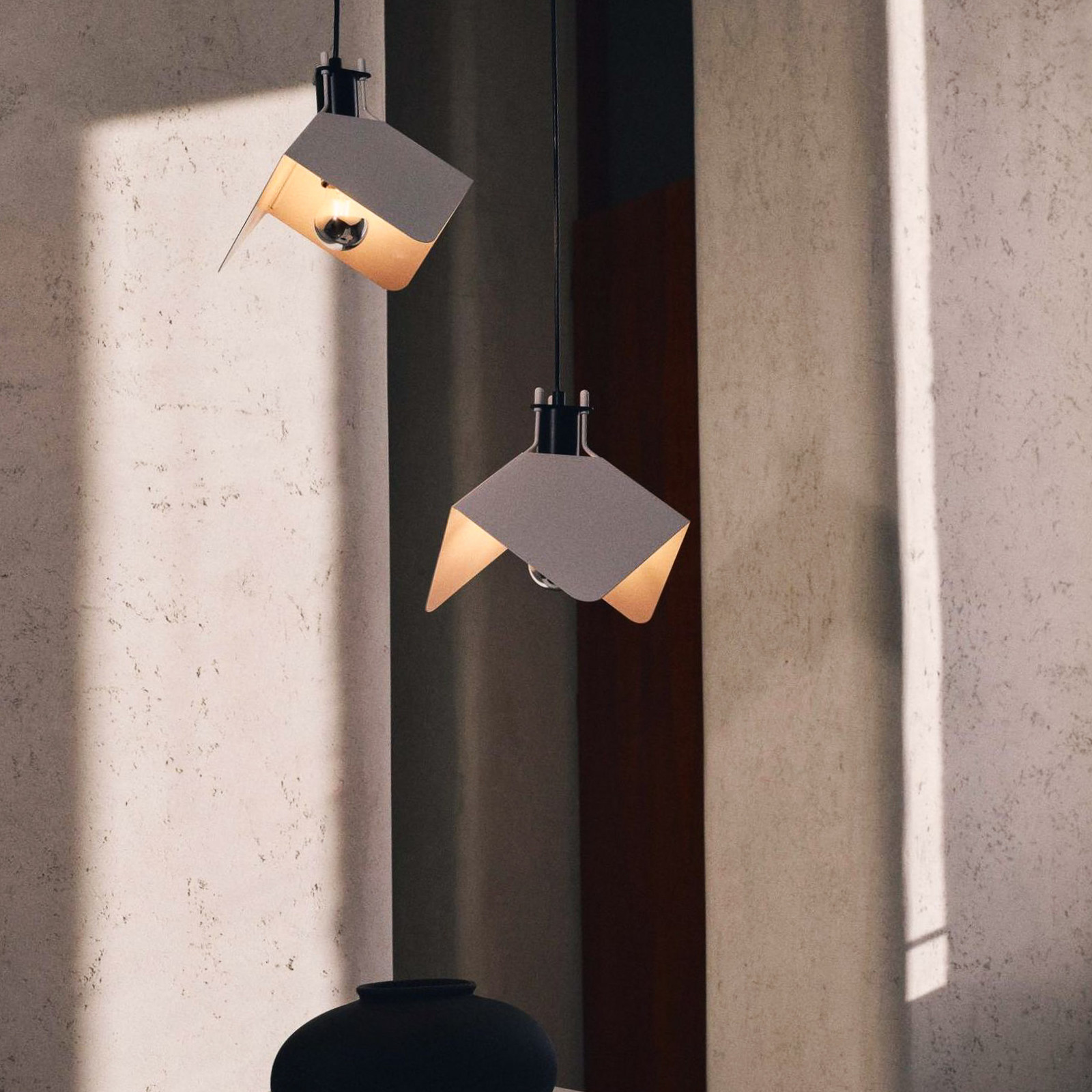 Lampă suspendată Stilnovo Triedo alb lungime 29 cm metal - Camera de zi / sufragerie - design - alb negru