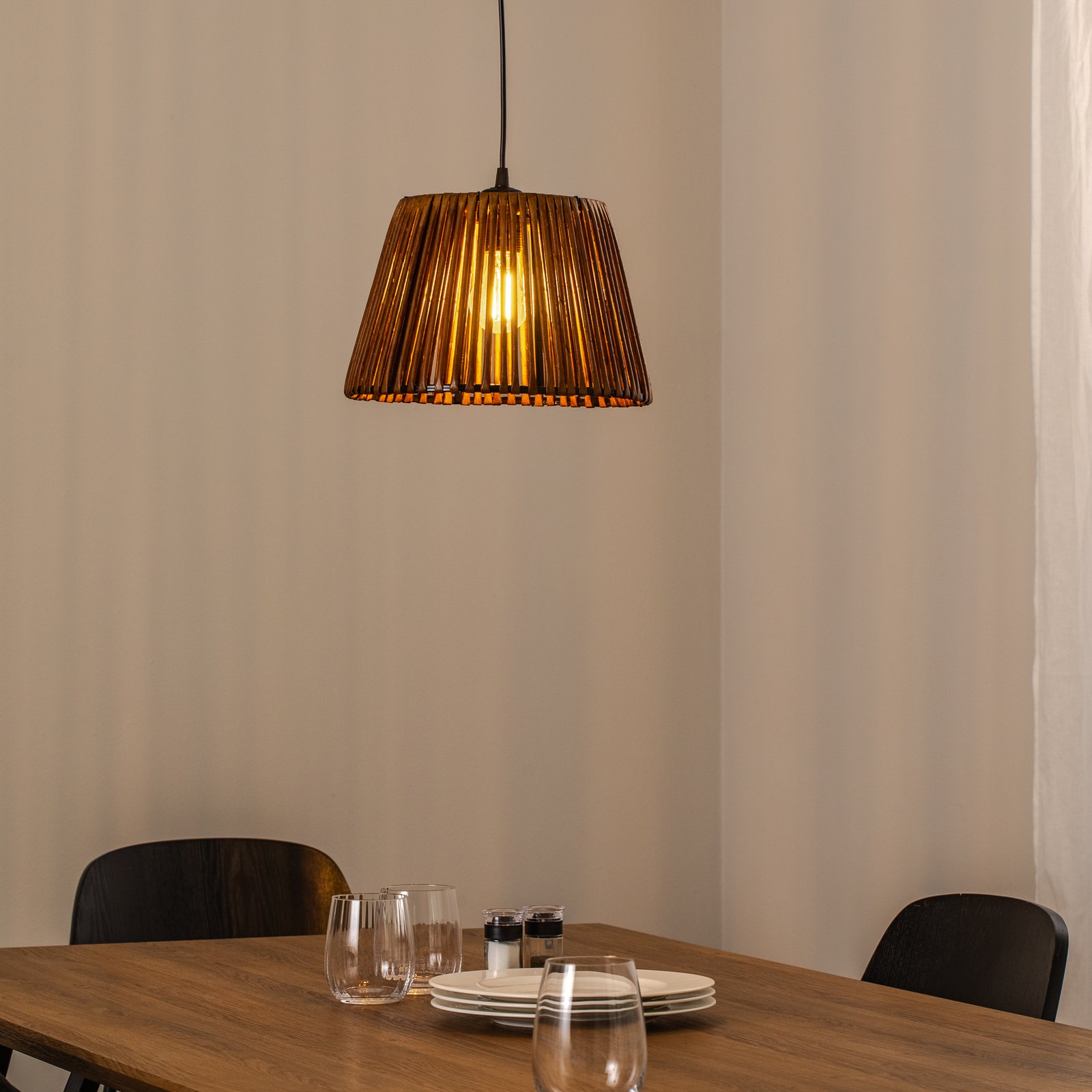 Roya Conic pendant light, Ø 30 cm, dark brown, paper Roya Conic pendant light, Ø 30 cm, dark brown, paper