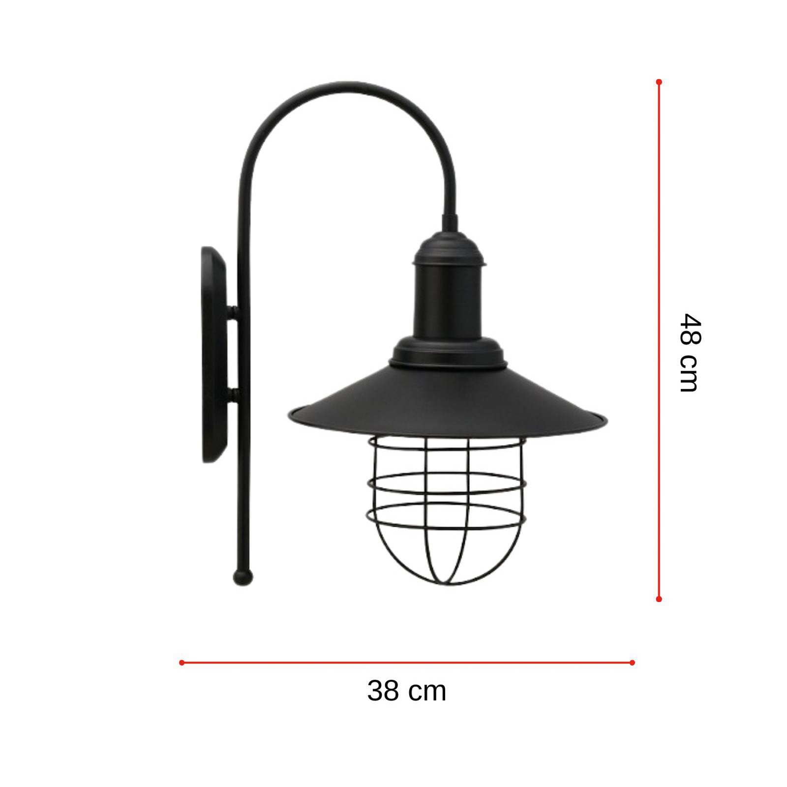 ROYALTECH Aplică de perete Gadi negru metal înălțime 48 cm - Camera de zi / sufragerie