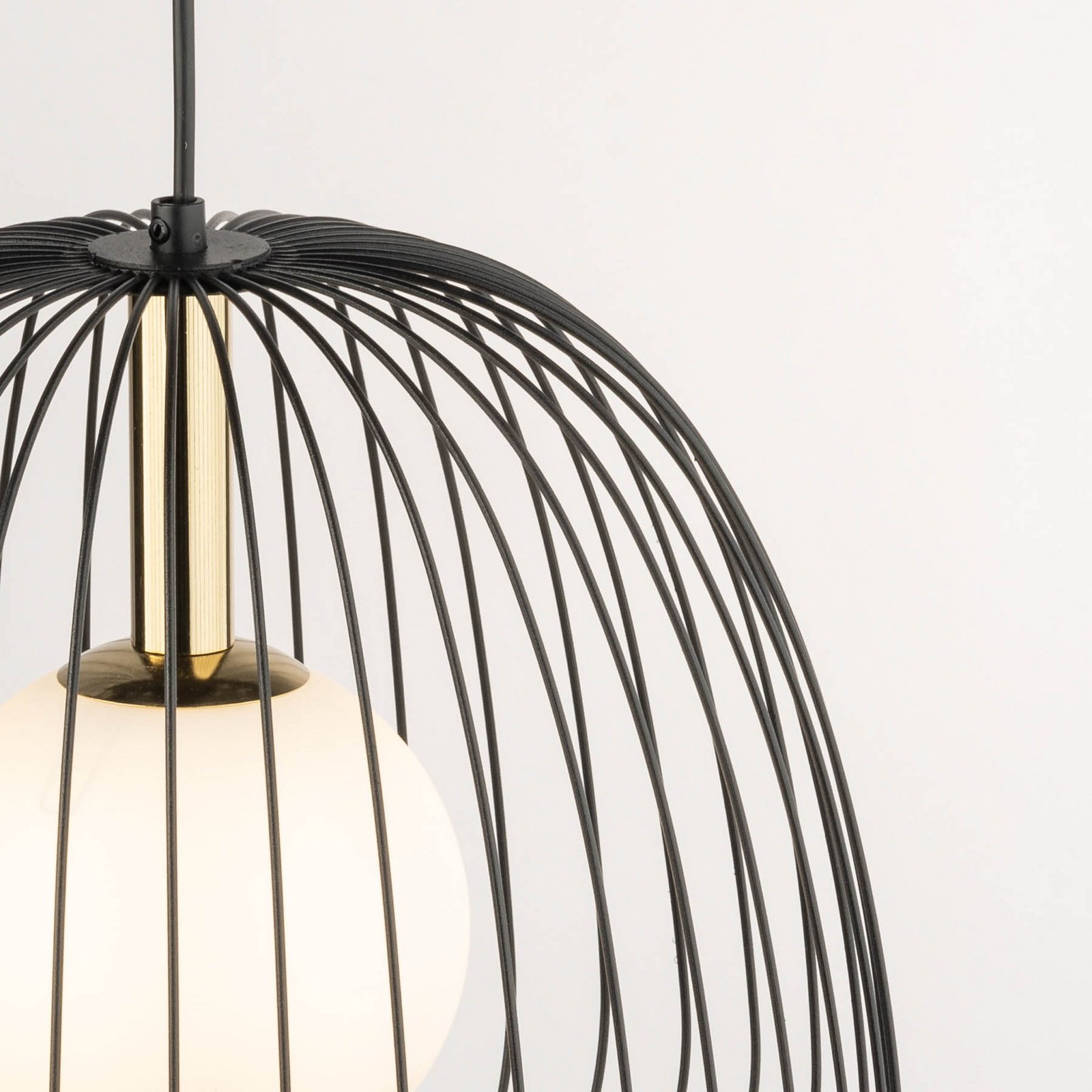Hängeleuchte Bell M, Ø 33 cm, 1-flammig, schwarz/gold/weiß