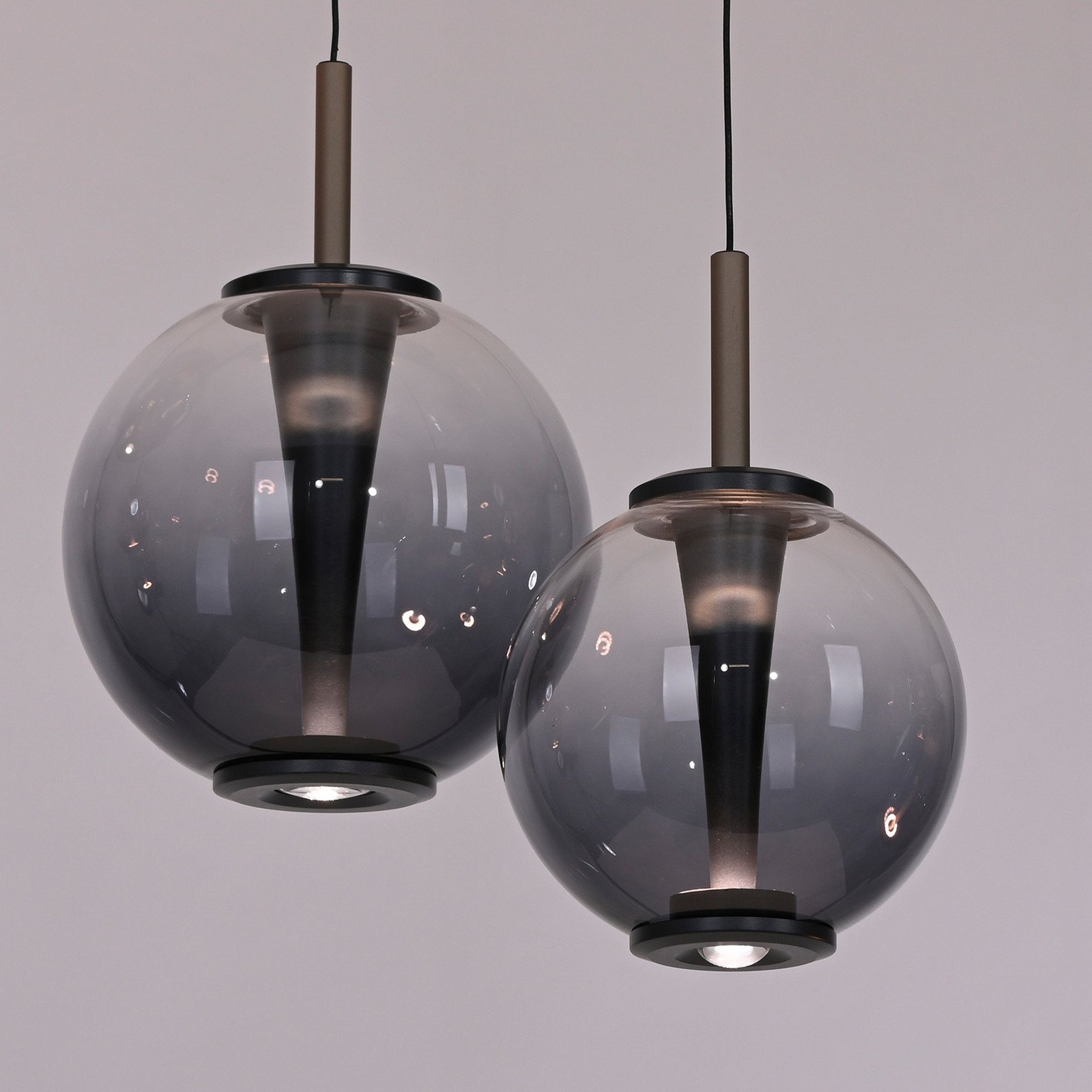 Lampă suspendată LED PURE E-Infinity gri/gri fum 198 cm 10 becuri - Camera de zi / sufragerie - gri gri fumuriu - Sticlă