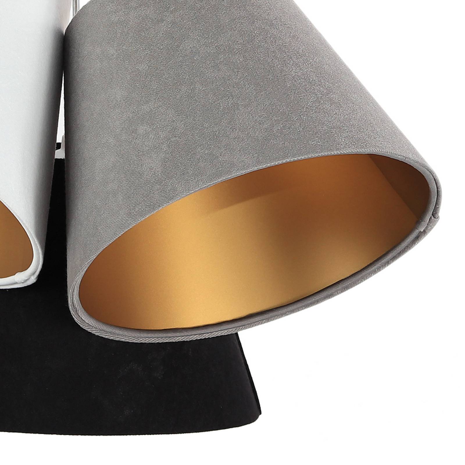 Lampa wisząca Zsofia 3-punktowa biała/szara/czarna/złota