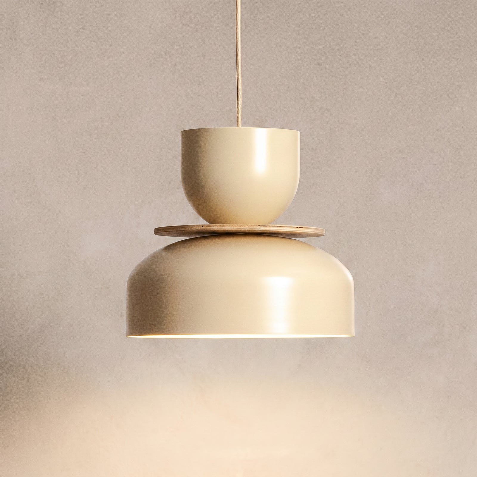 Suspension Uto, crème/câble crème, Ø 30 cm, métal