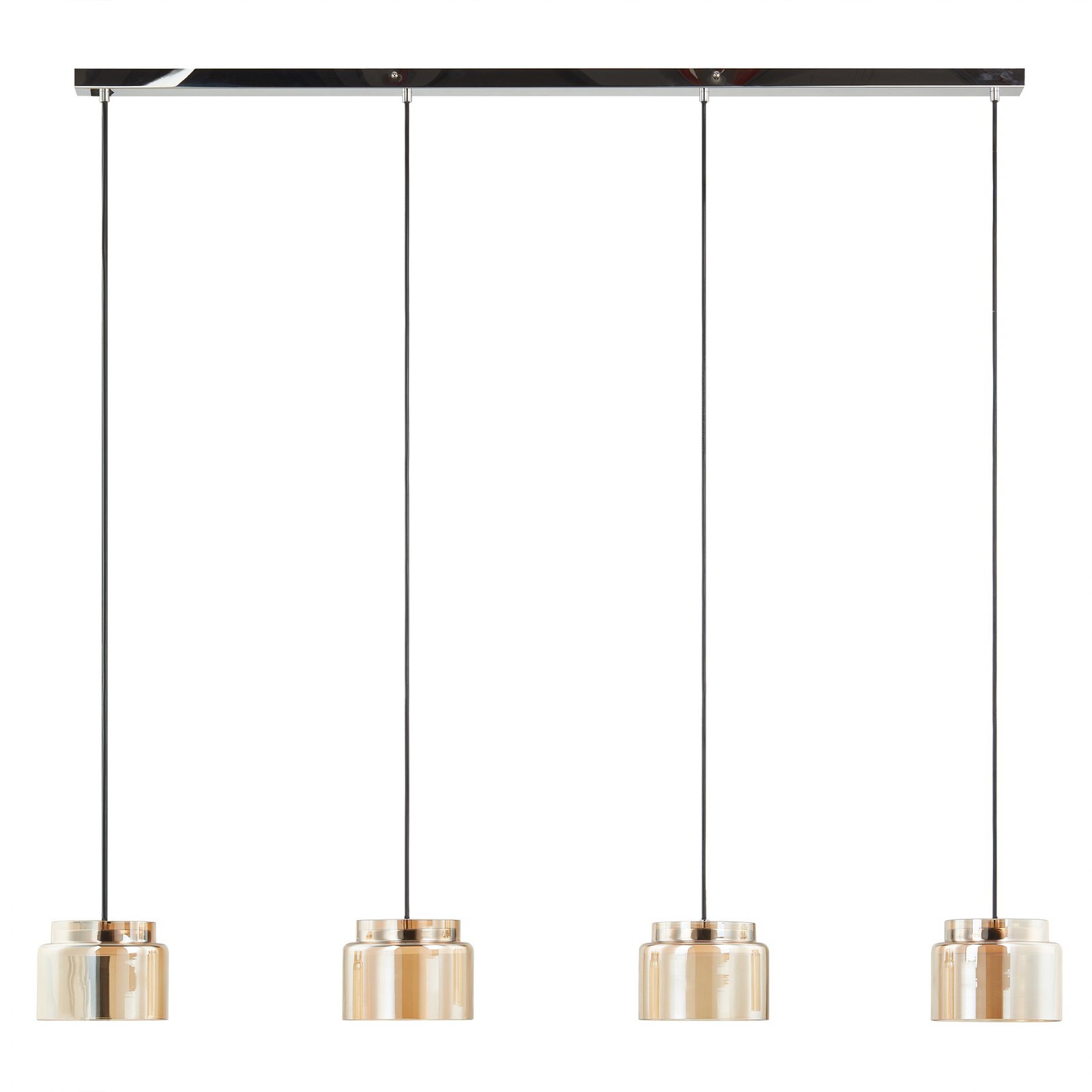 Lucande Diano hanglamp, amber, 4-lamps