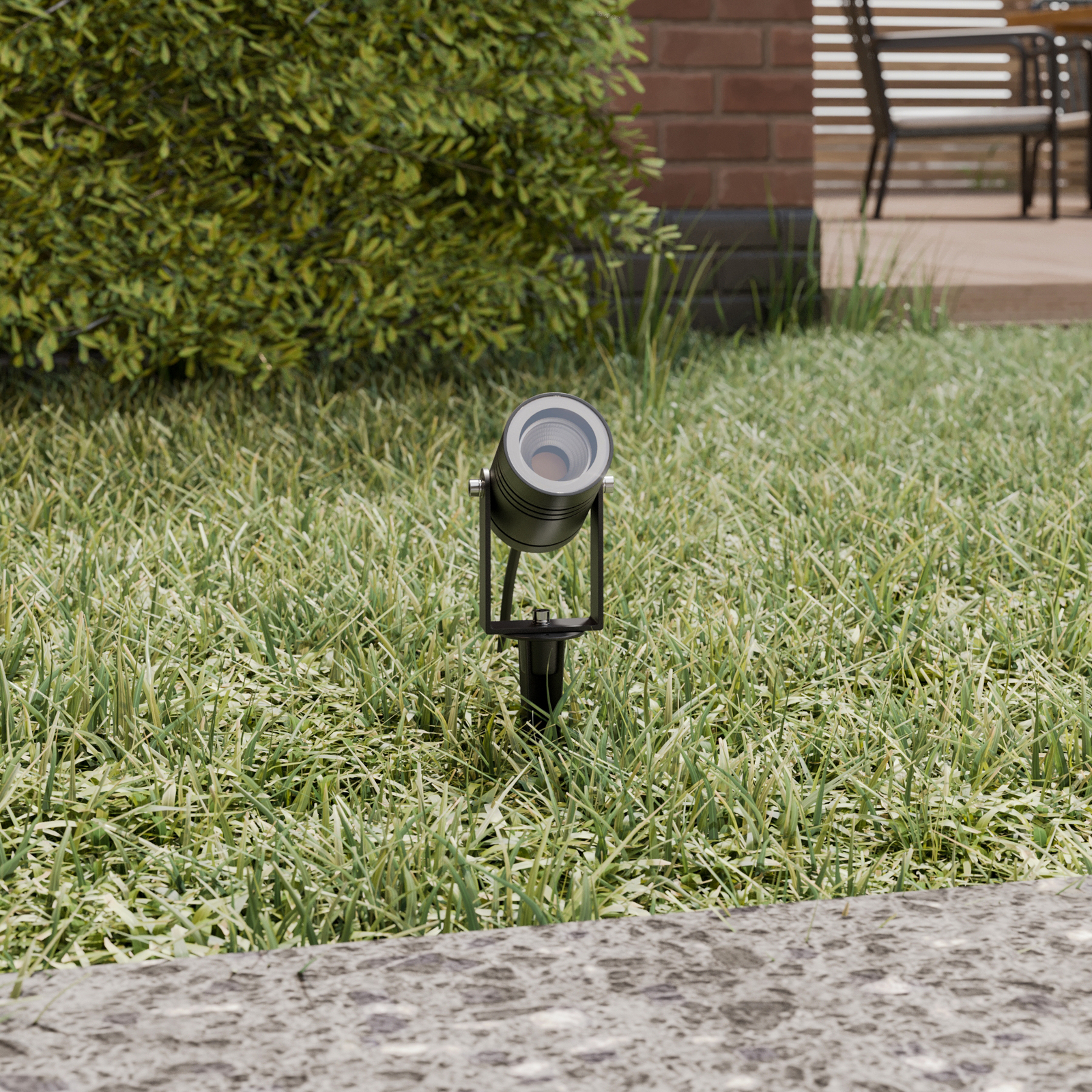 Lucande outdoor spotlight Galina, set of 4, ground spike, plug