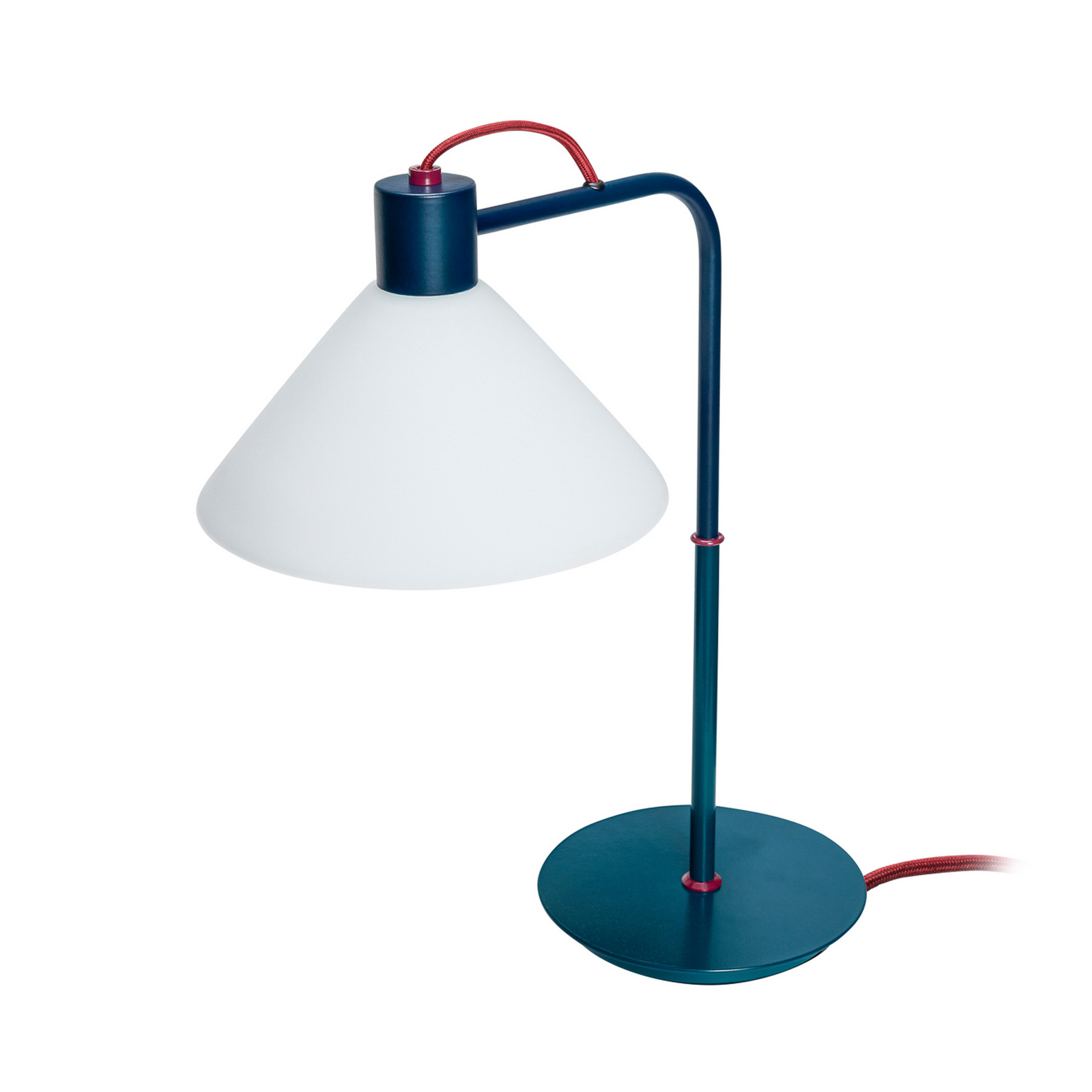 HÜBSCH lampe à poser spot, bleu, blanc, verre, fer, E27