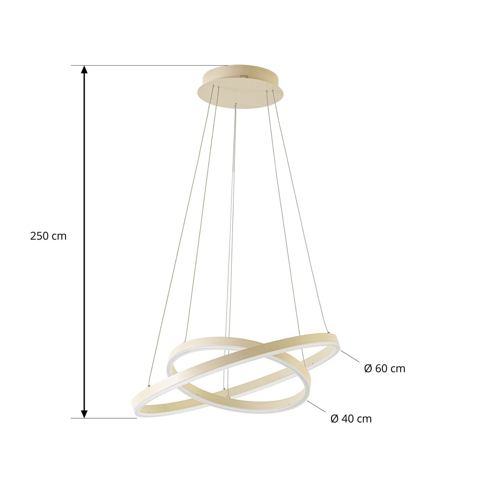 Lampă suspendată LED Albiona, bej, 2 inele, Ø 60 cm - Arcchio Lampă suspendată LED Albiona, bej, 2 inele, Ø 60 cm - Arcchio