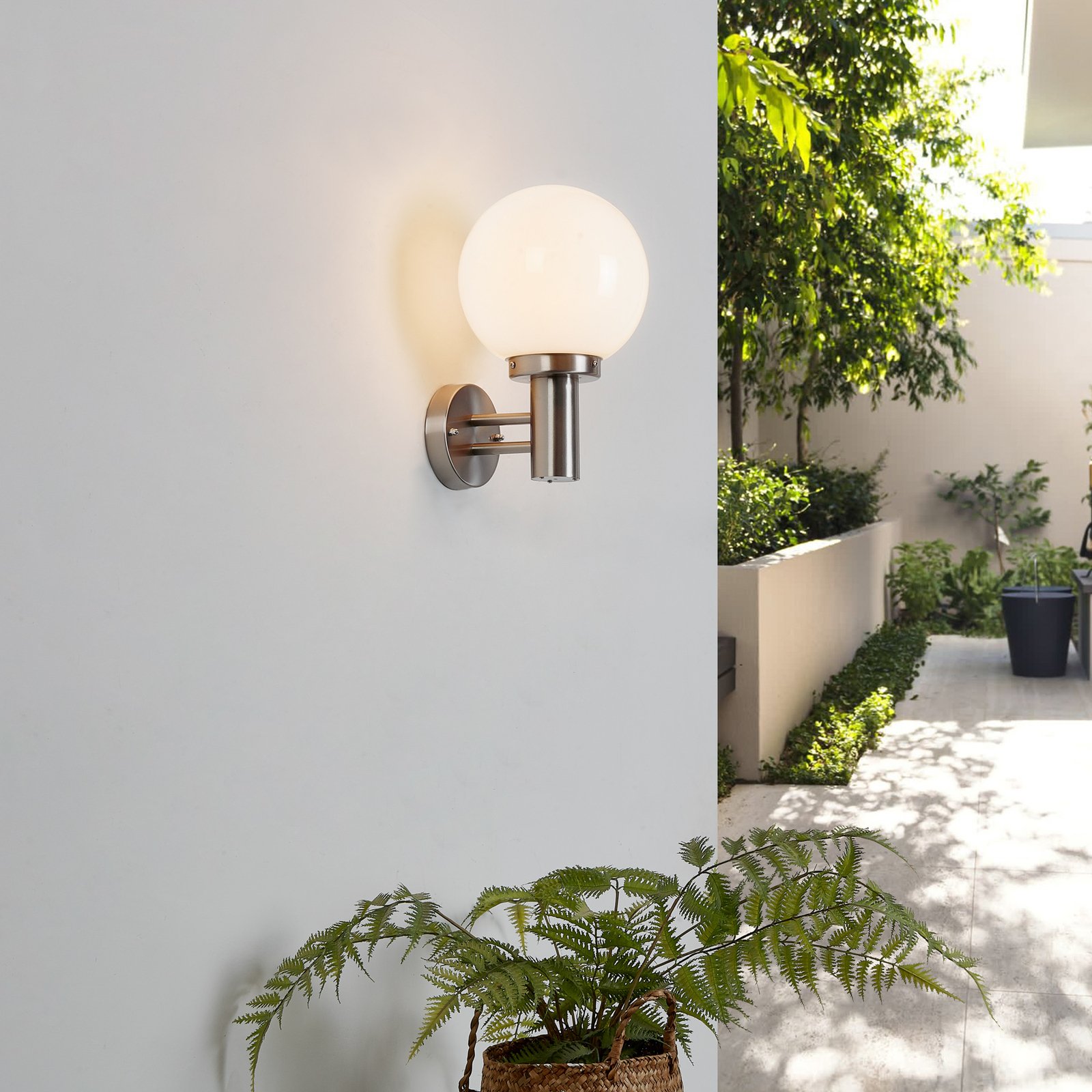 Nada Candeeiro de Parede Exterior Stainless Steel - Lindby