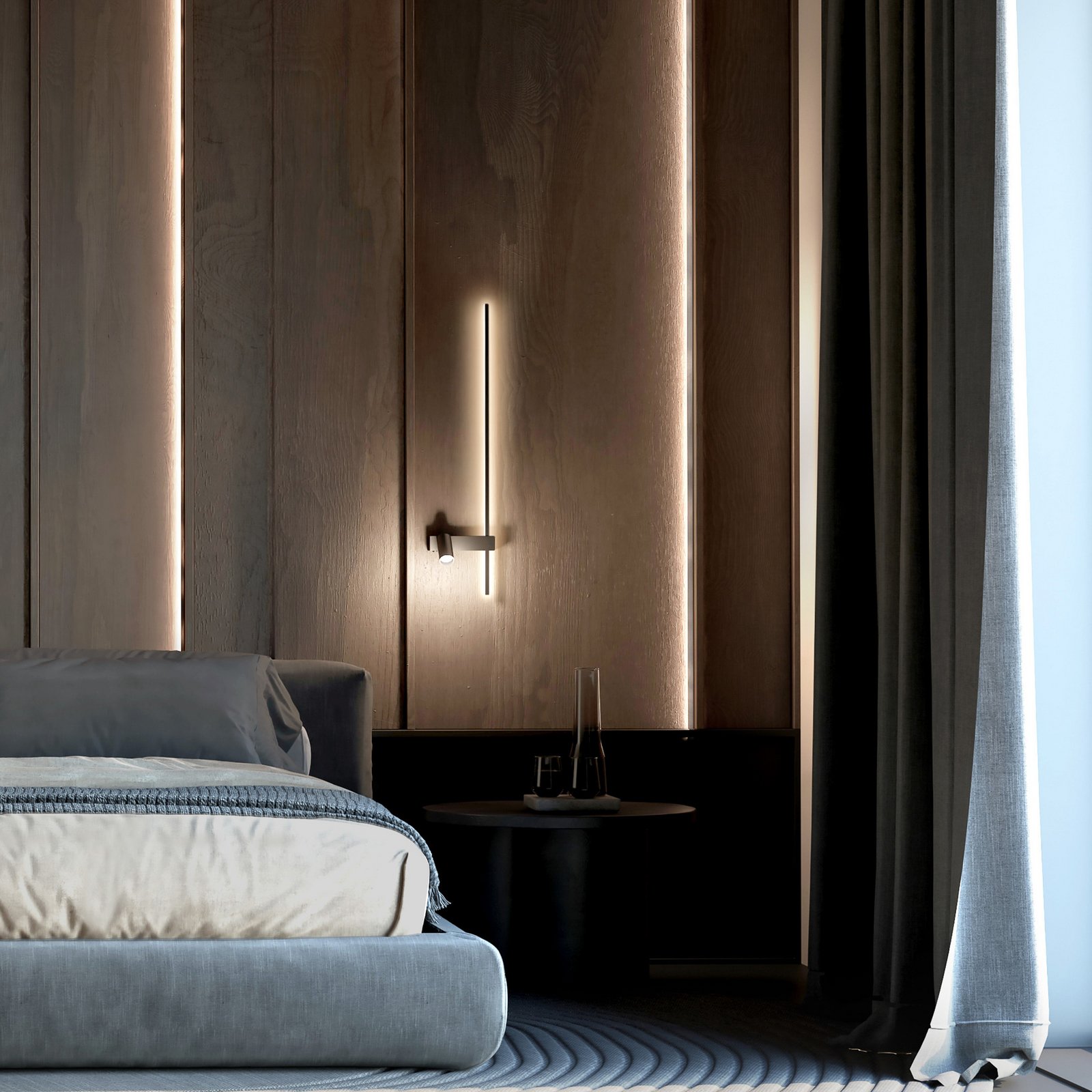 Wandlamp EASY LEFT, zwart Breedte 80 cm Metaal GU10 + LED