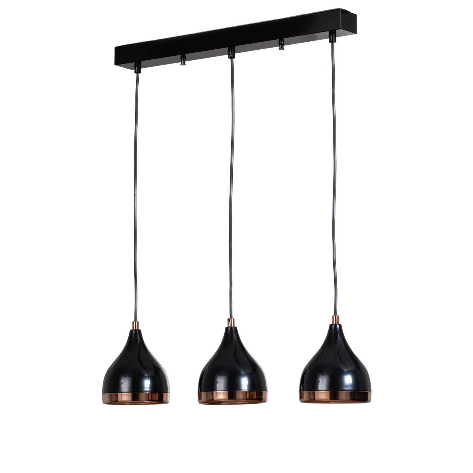 Hängeleuchte Yildo, Länge 65 cm, schwarz/kupfer, Metall